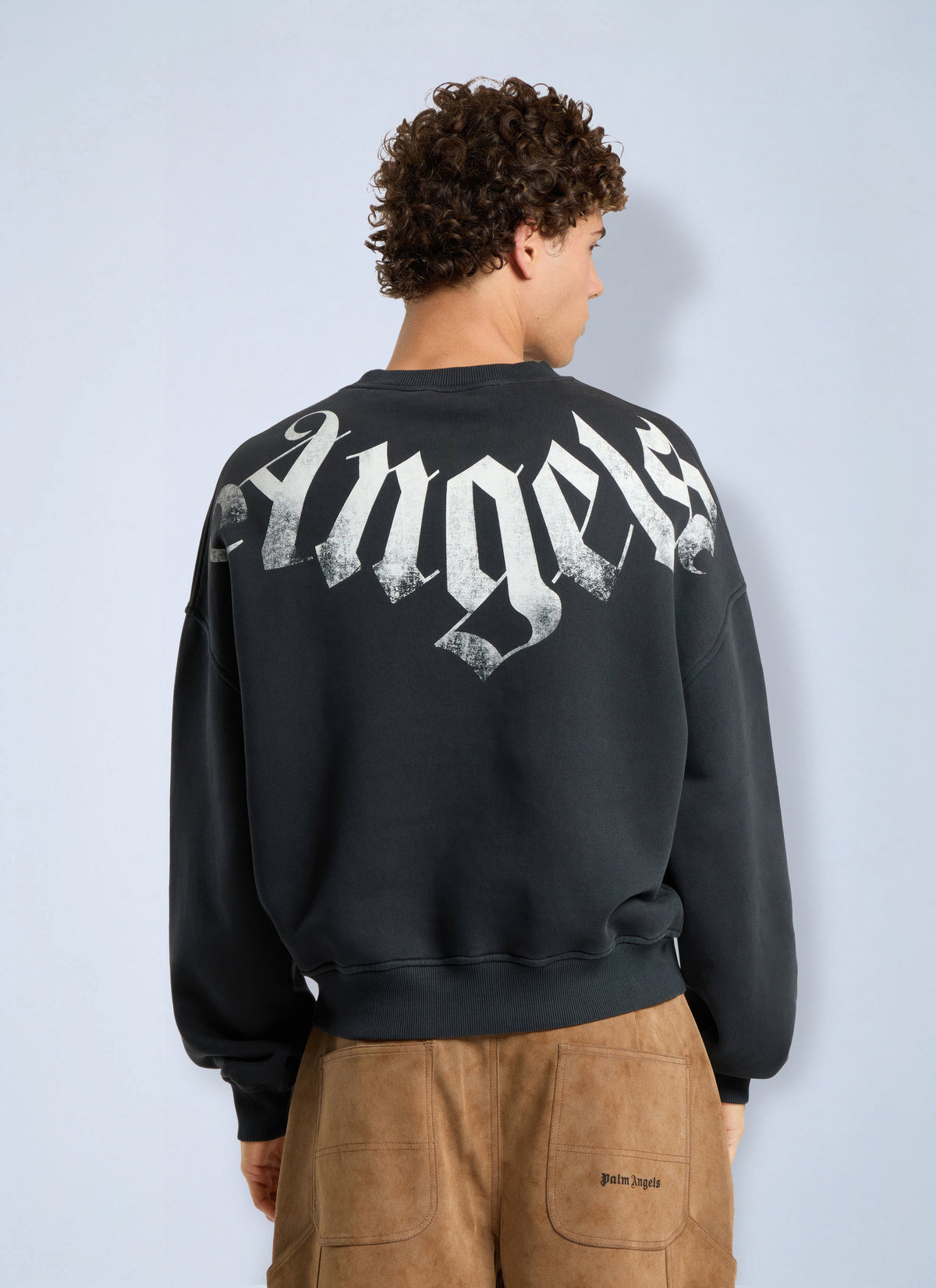 Palm Angels Men Big Neck Logo Loose Sweatshirt PALM ANGELS
