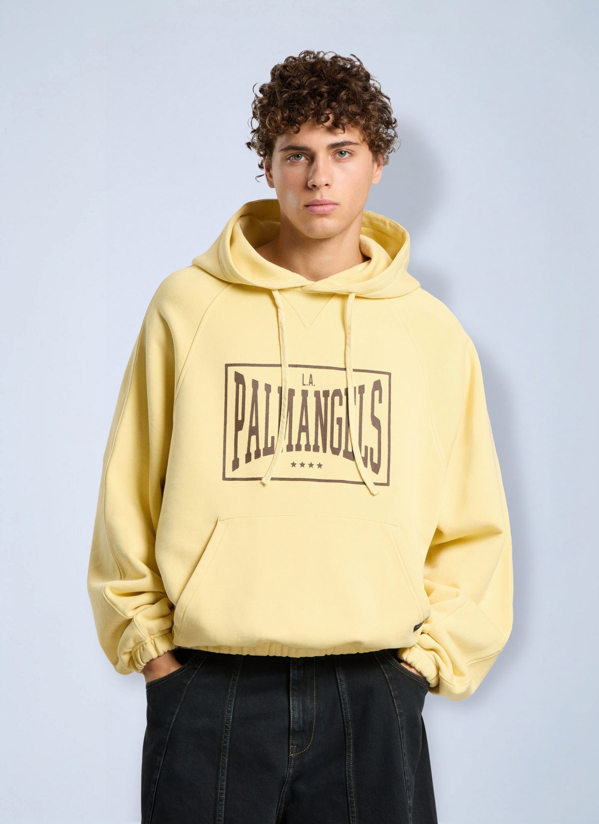 Palm Angels Men Vintage Box Logo Loose Hoodie PALM ANGELS