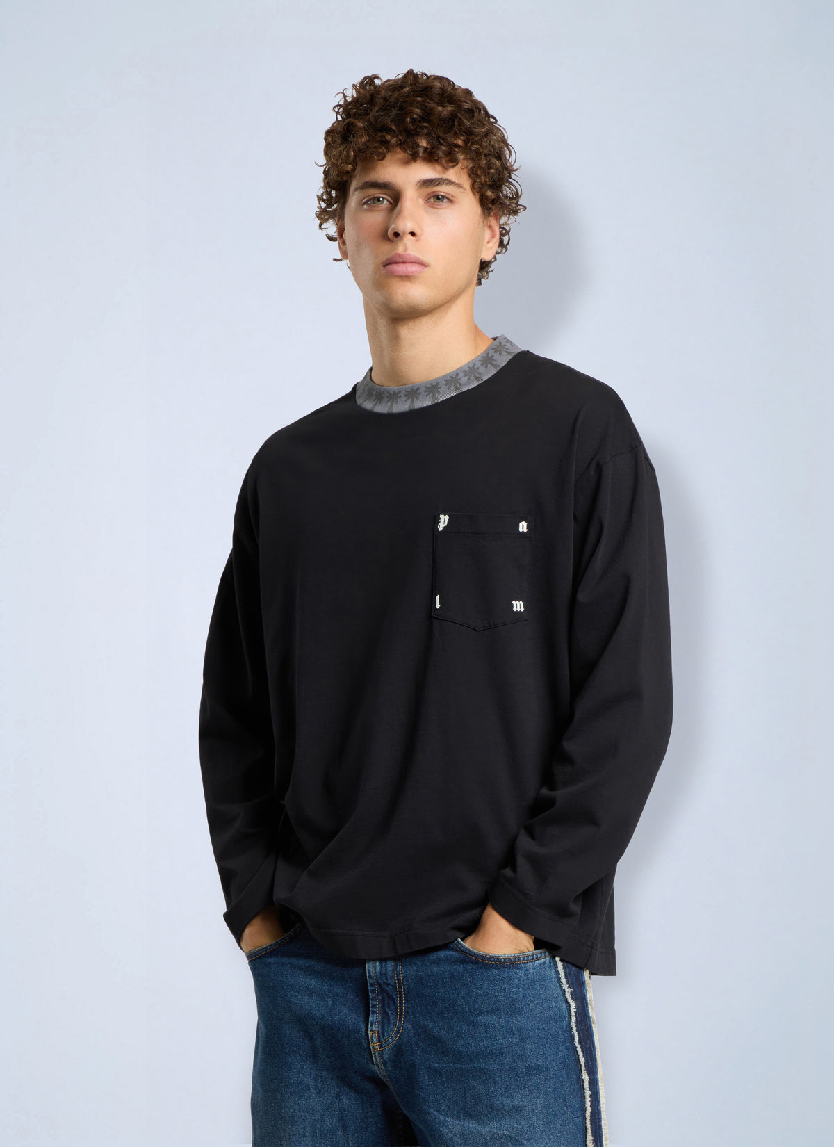 Palm Angels Men Palm Rib Regular Tee L/S PALM ANGELS