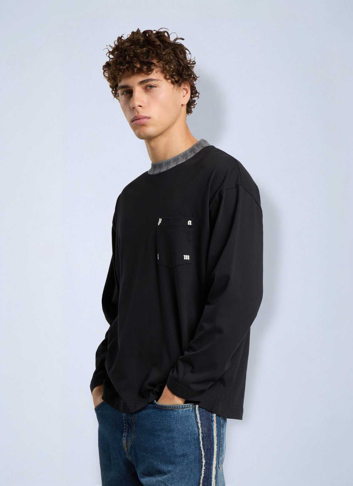 Palm Angels Men Palm Rib Regular Tee L/S PALM ANGELS