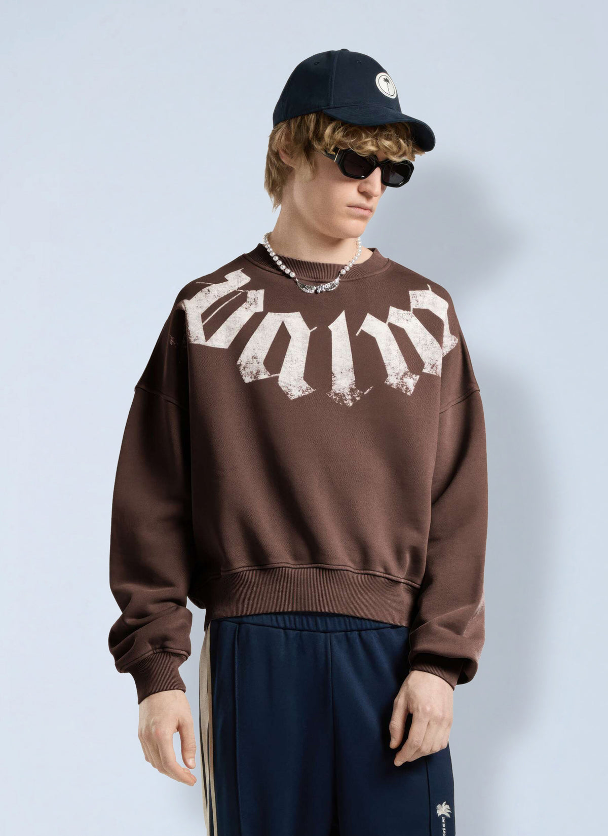 Palm Angels Men Big Neck Logo Loose Sweatshirt PALM ANGELS