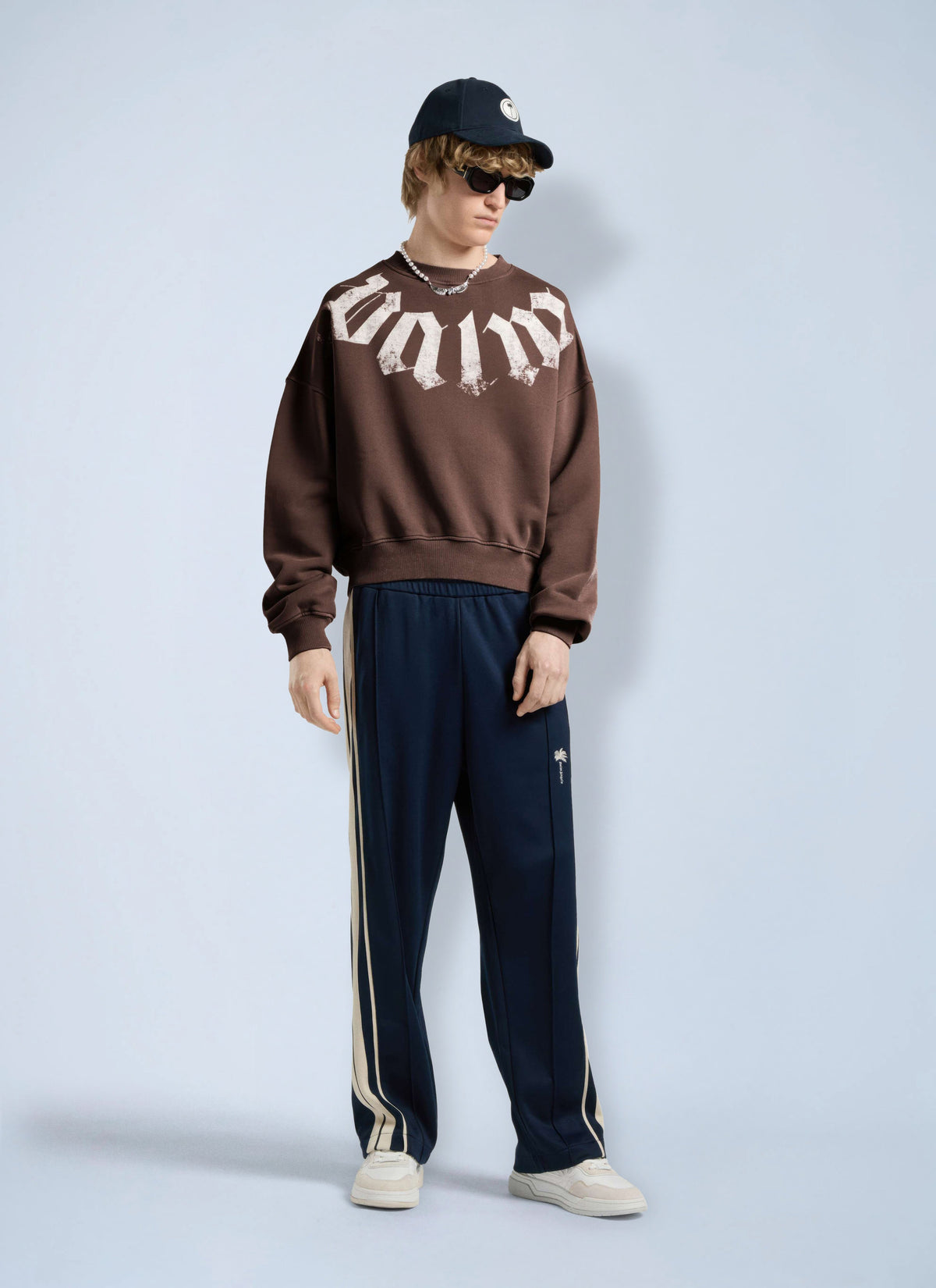 Palm Angels Men Big Neck Logo Loose Sweatshirt PALM ANGELS
