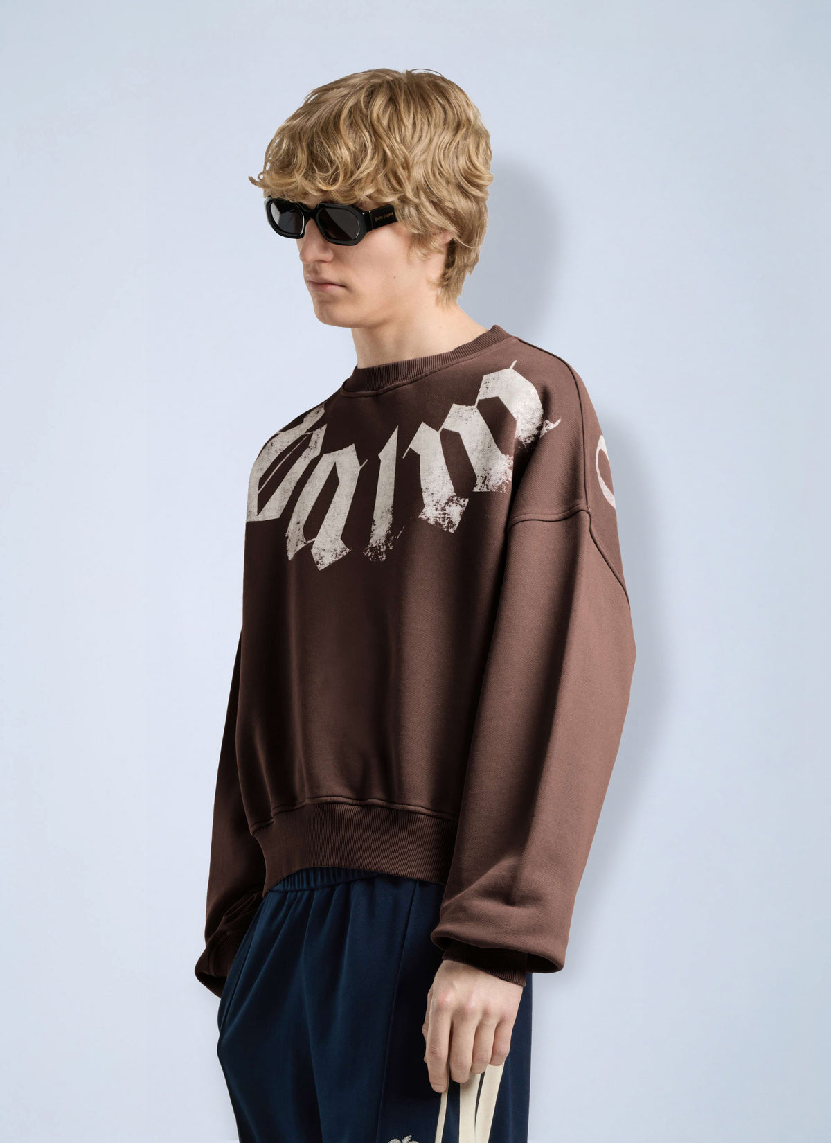 Palm Angels Men Big Neck Logo Loose Sweatshirt PALM ANGELS