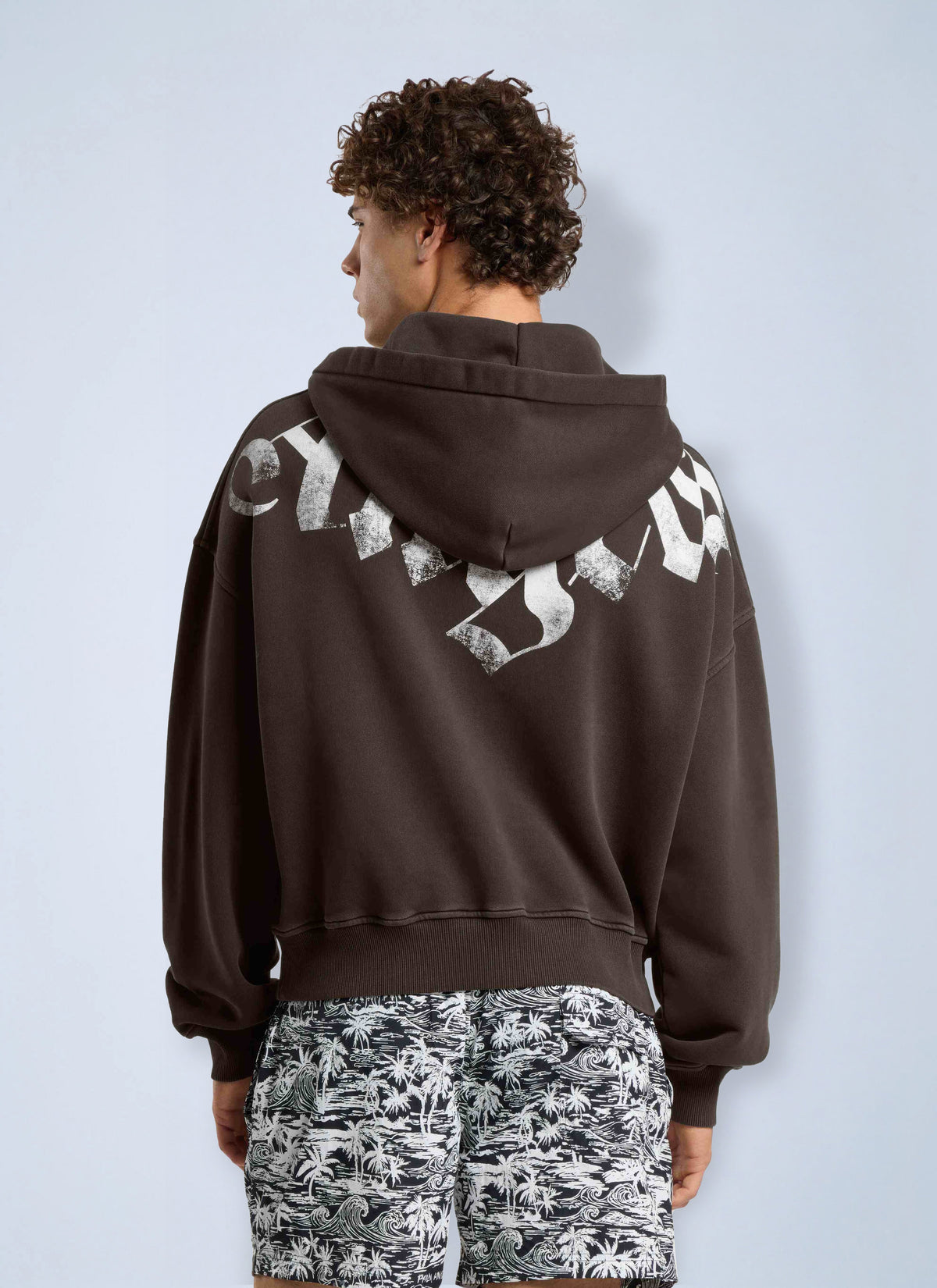 Palm Angels Men Big Neck Logo Zip Loose Hoodie PALM ANGELS