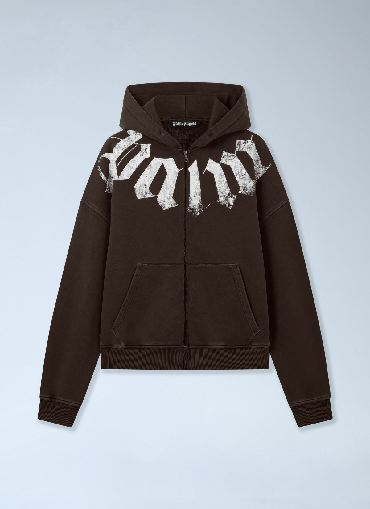 Palm Angels Men Big Neck Logo Zip Loose Hoodie PALM ANGELS