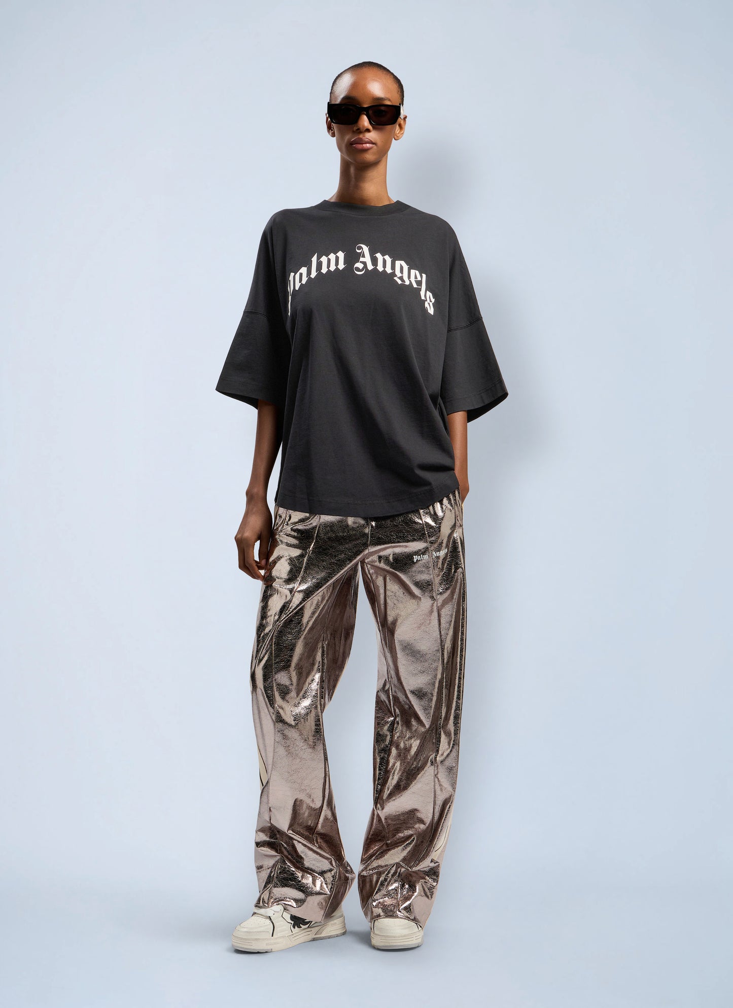 Palm Angels Women Curved Logo Over T-Shirt PALM ANGELS