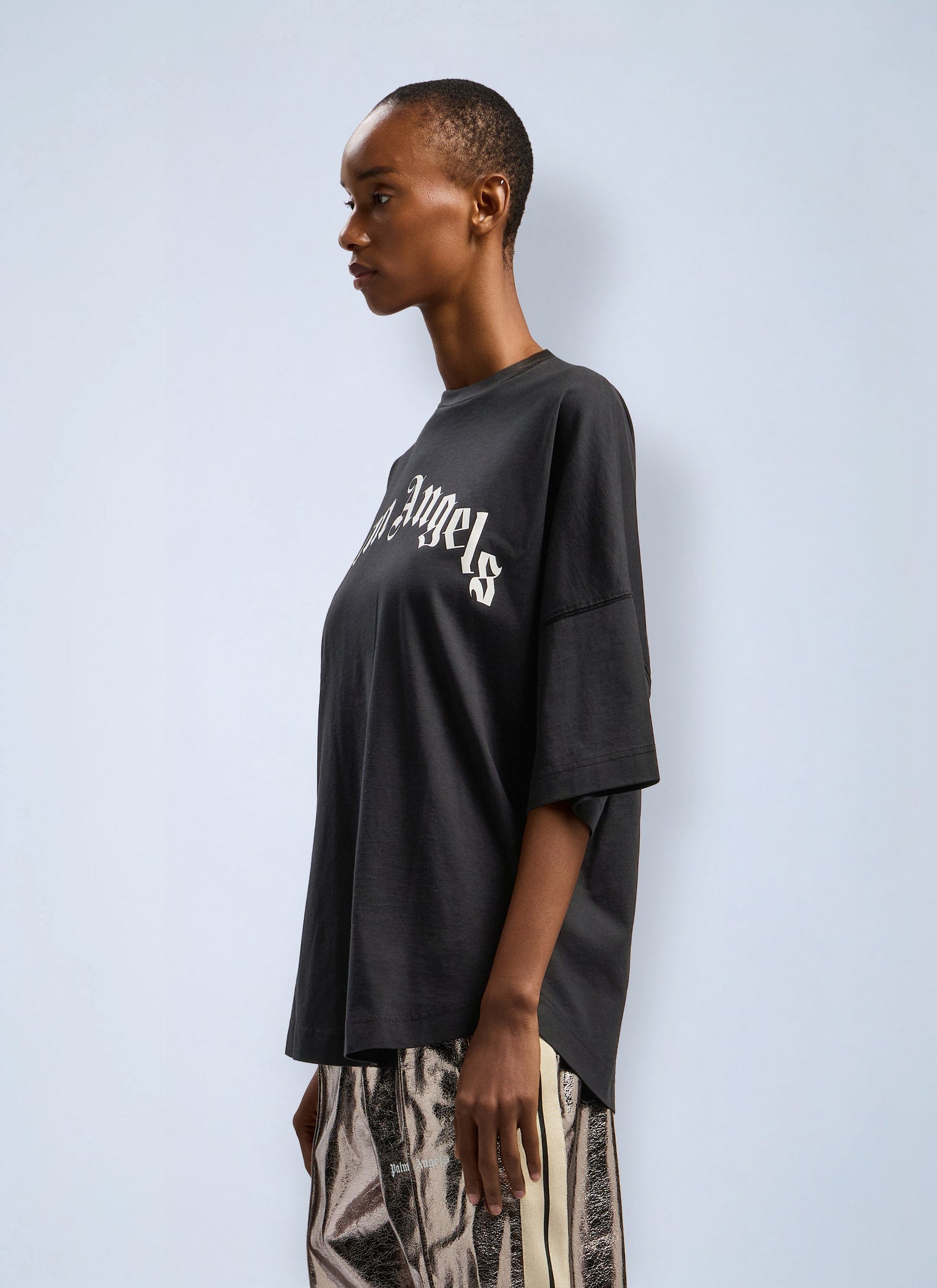 Palm Angels Women Curved Logo Over T-Shirt PALM ANGELS