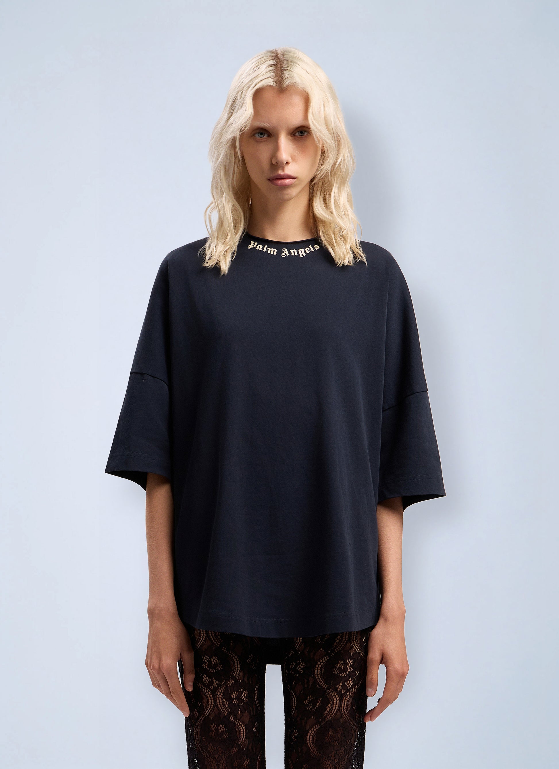 Palm Angels Women Curved Logo Collar Over T-Shirt PALM ANGELS