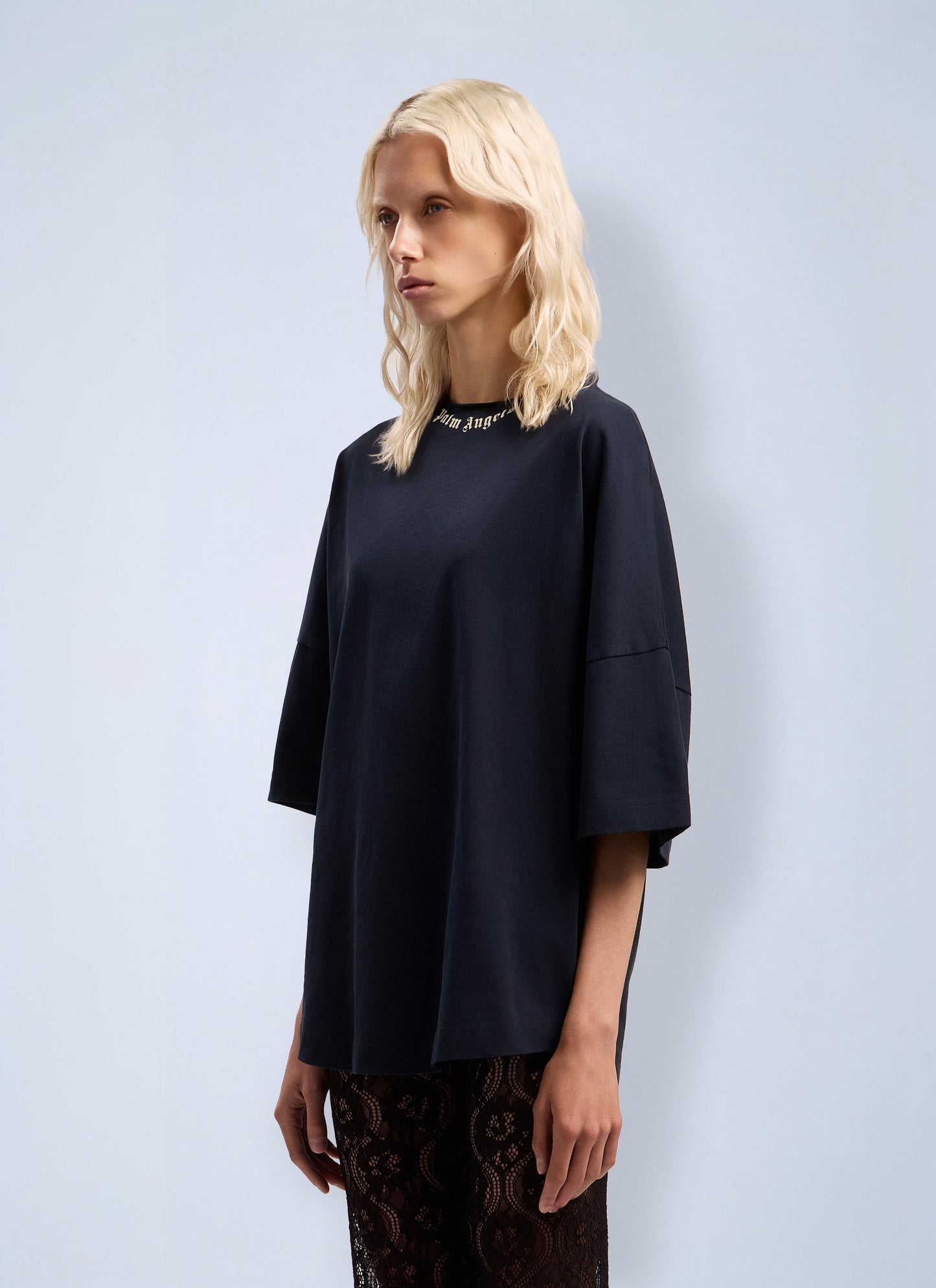 Palm Angels Women Curved Logo Collar Over T-Shirt PALM ANGELS