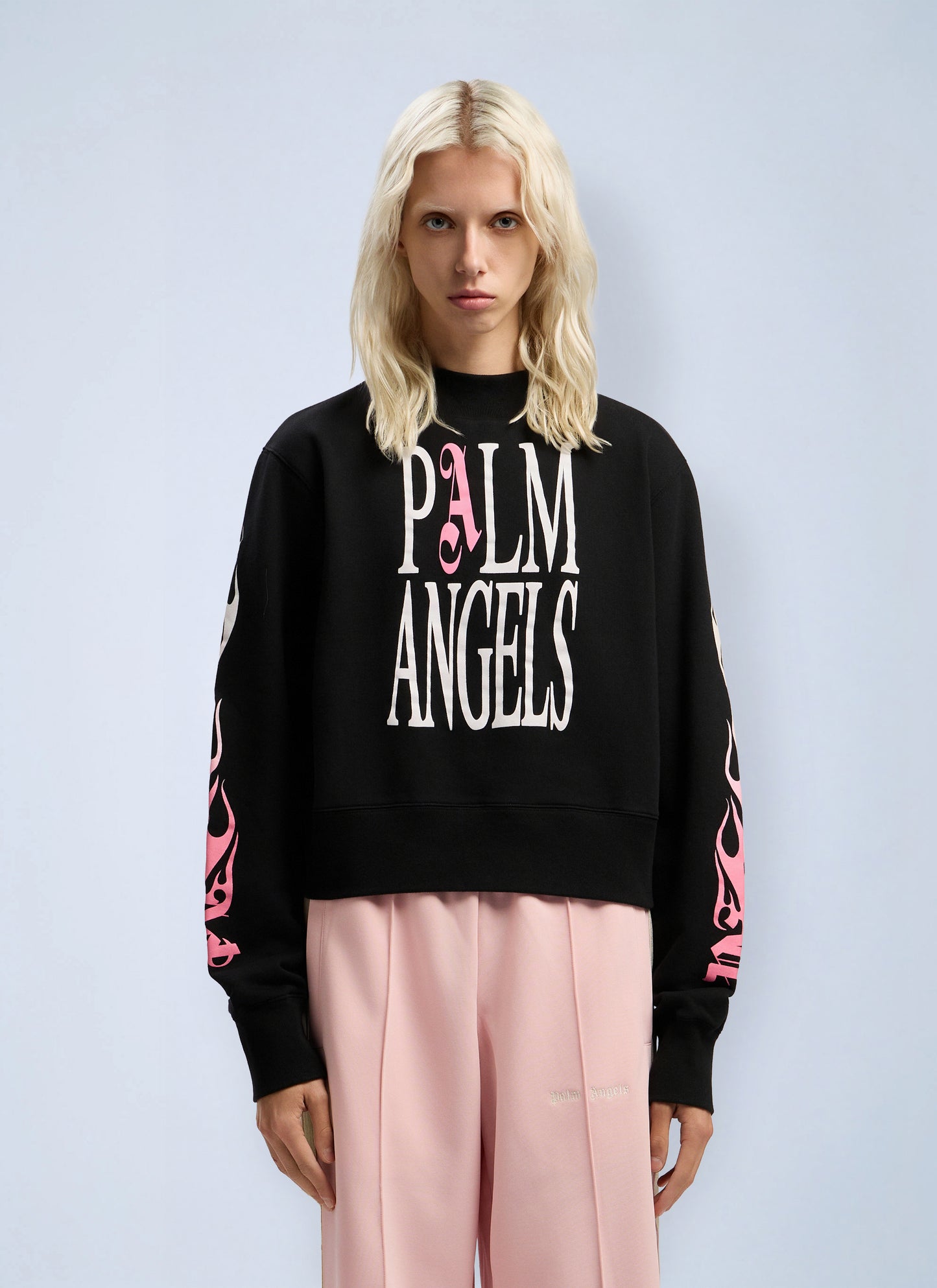 Palm Angels Women Flames Fitted Crew Sweatshirt