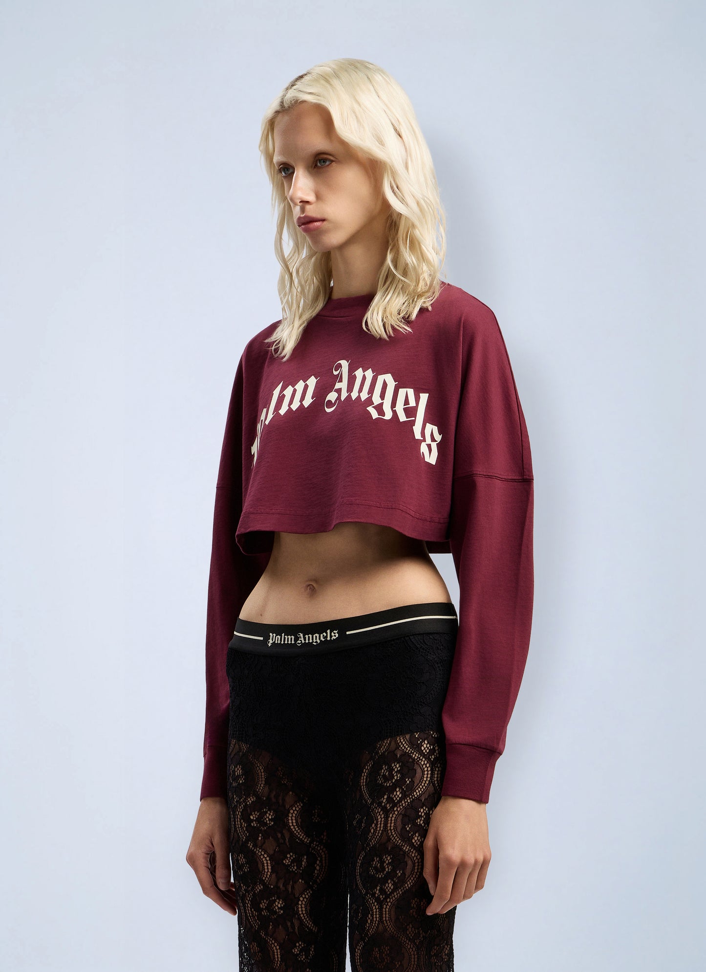 Palm Angels Women Curved Logo Crop Top PALM ANGELS