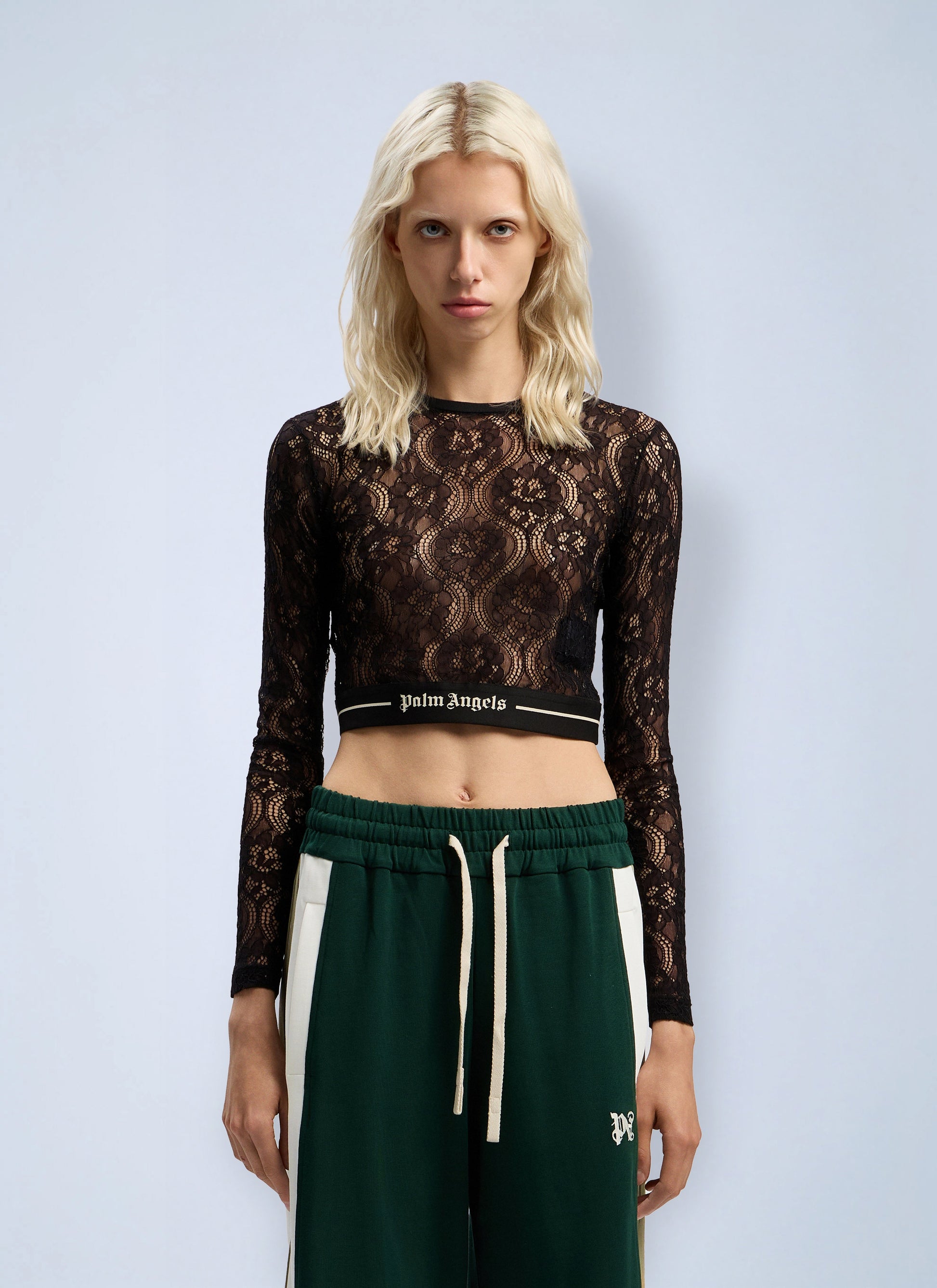 Palm Angels Women Classic Logo Lace Top PALM ANGELS