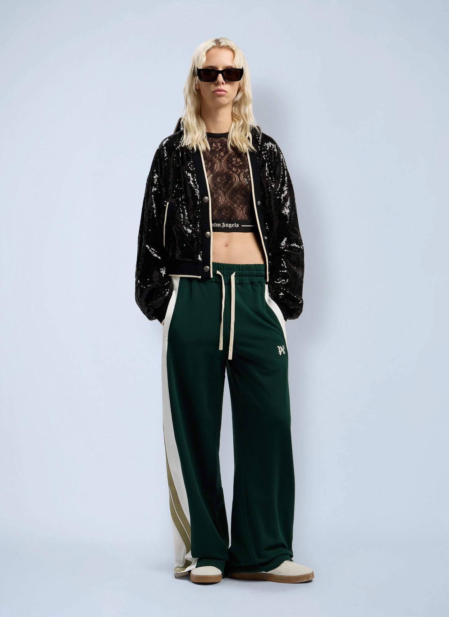 Palm Angels Women Classic Logo Lace Top PALM ANGELS
