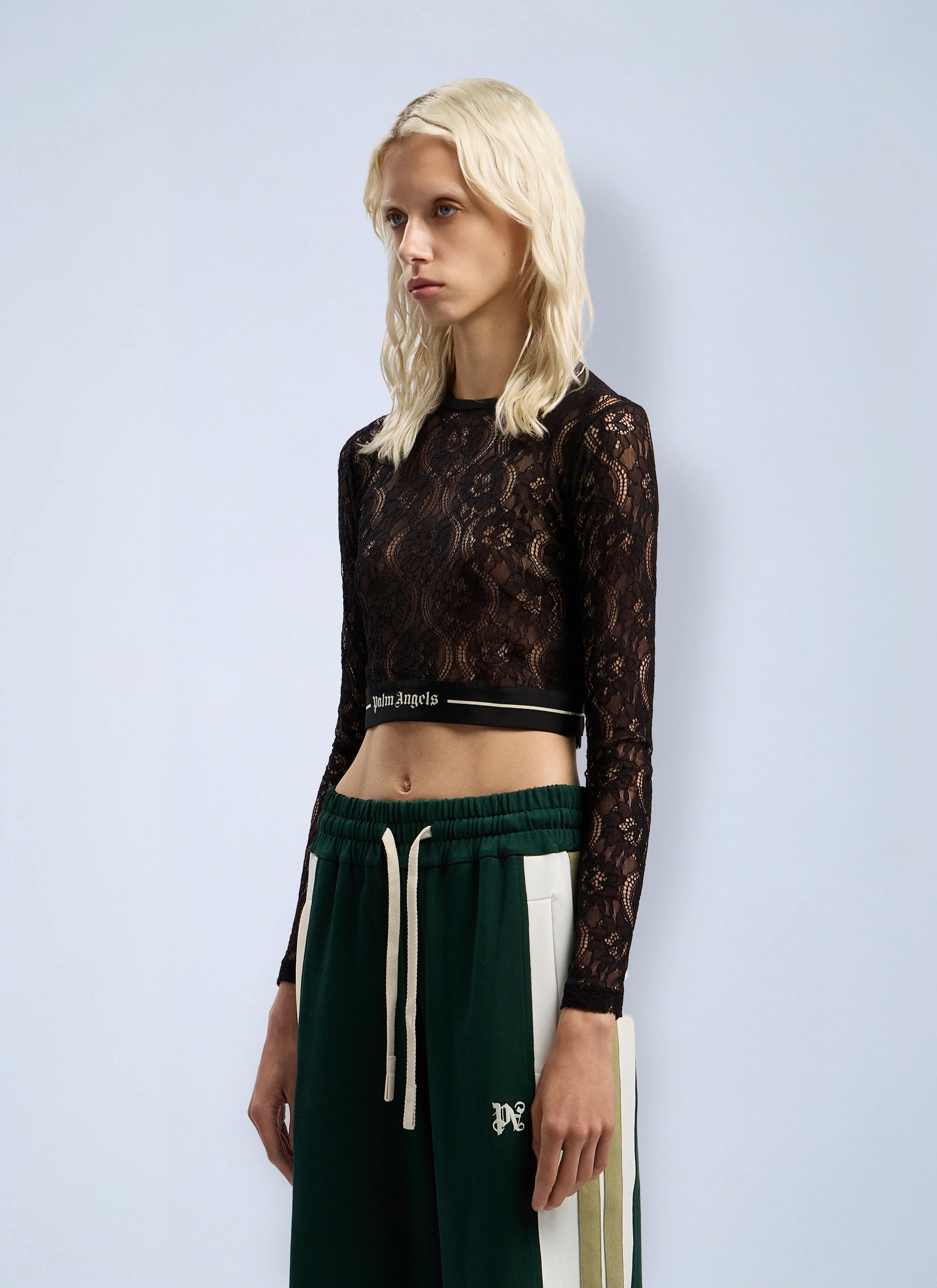 Palm Angels Women Classic Logo Lace Top PALM ANGELS