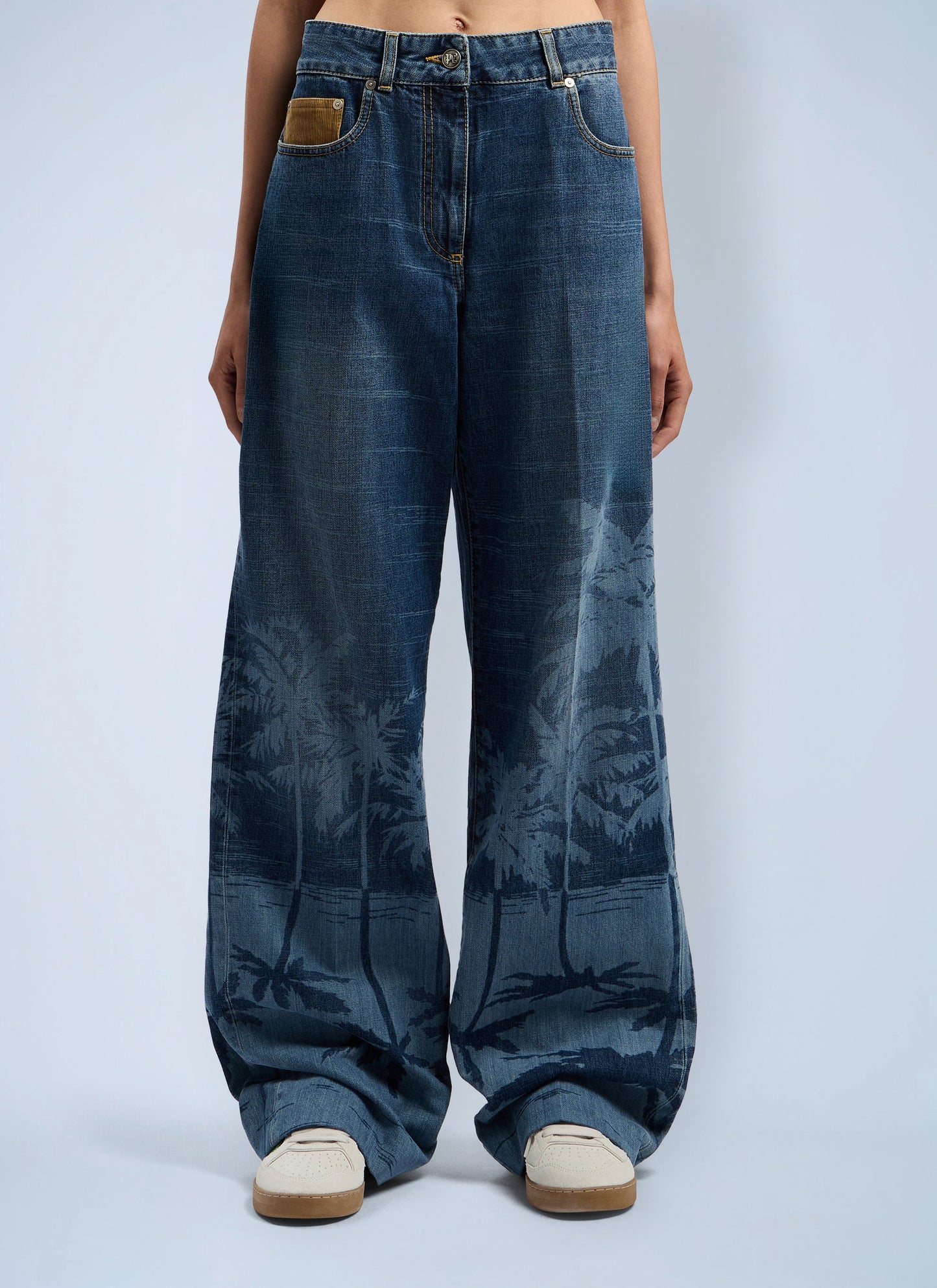 Palm Angels Women Palms Loose Denim Pants PALM ANGELS