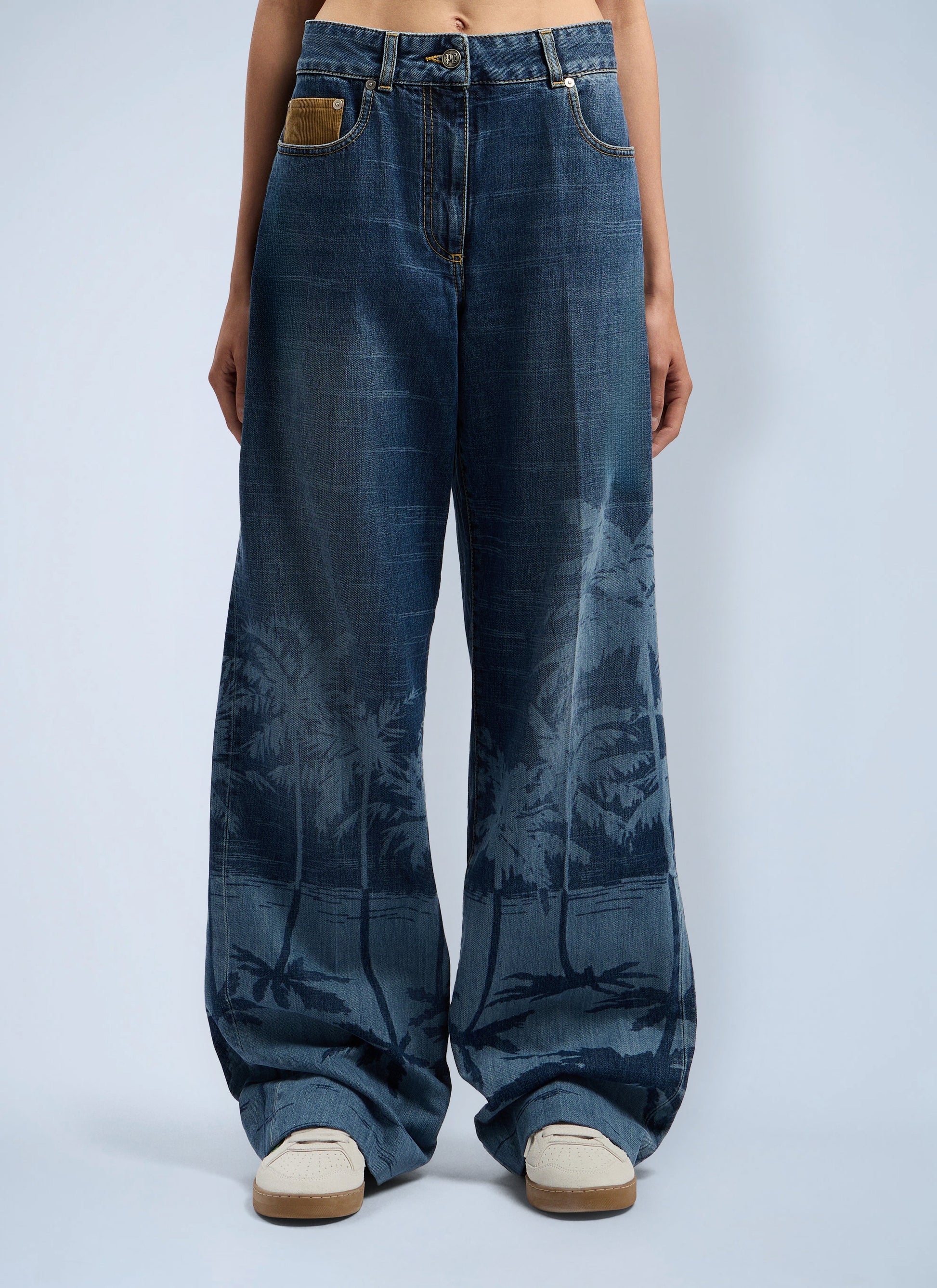 Palm Angels Women Palms Loose Denim Pants PALM ANGELS