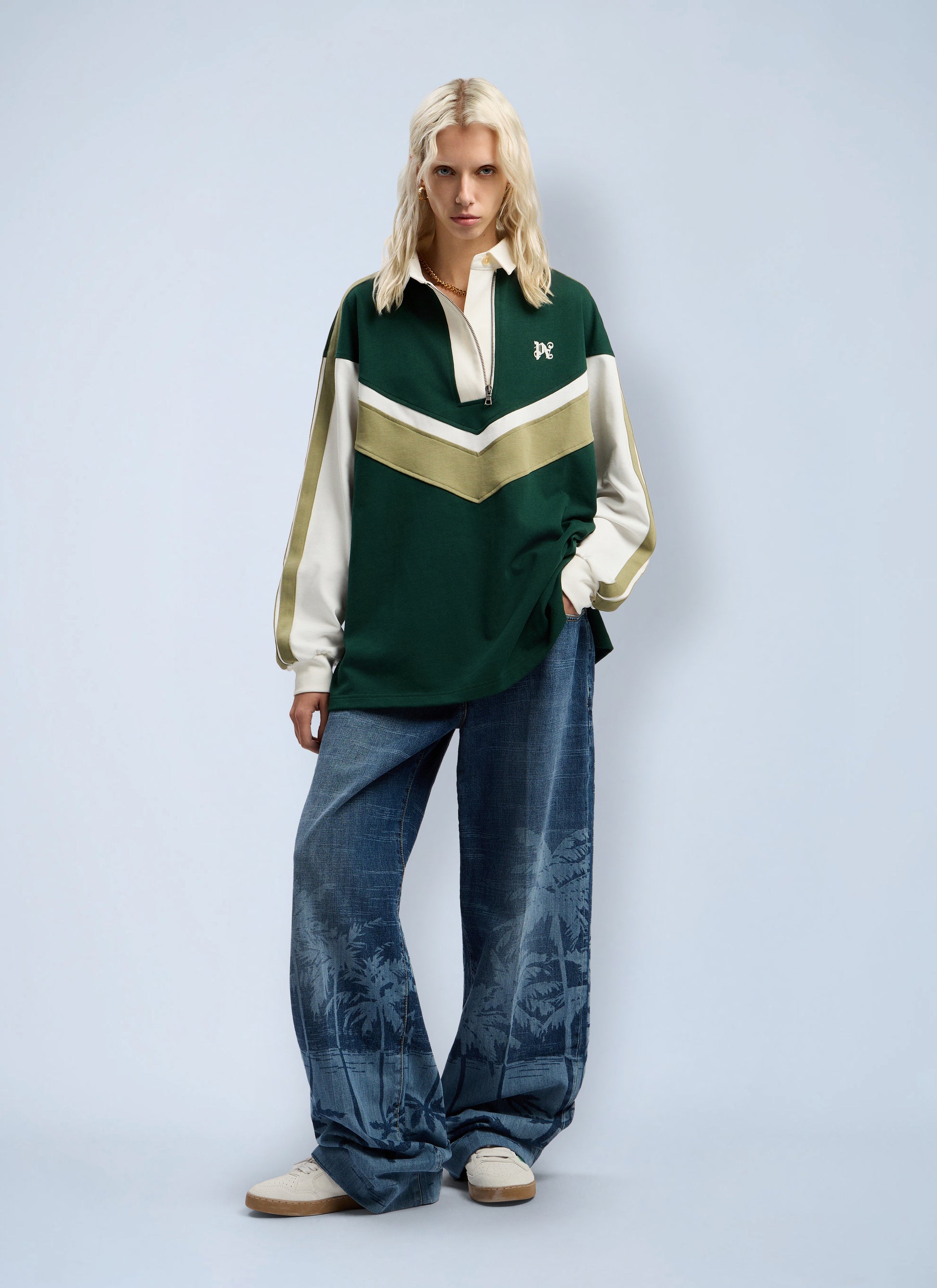 Palm Angels Women Palms Loose Denim Pants PALM ANGELS