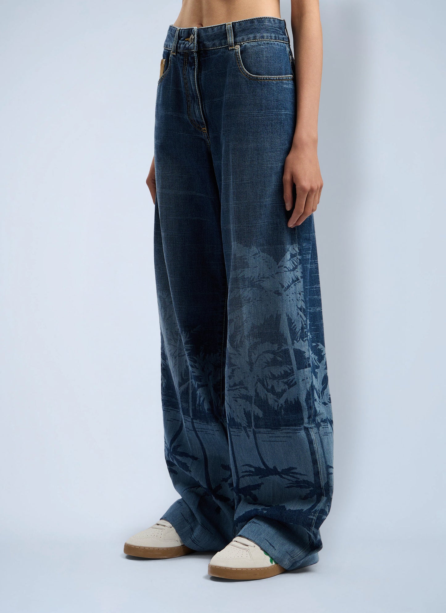 Palm Angels Women Palms Loose Denim Pants PALM ANGELS