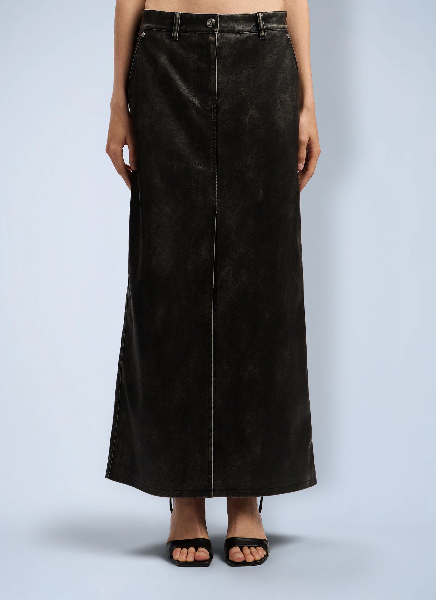 Palm Angels Women Curved Logo Coated Long Skirt PALM ANGELS