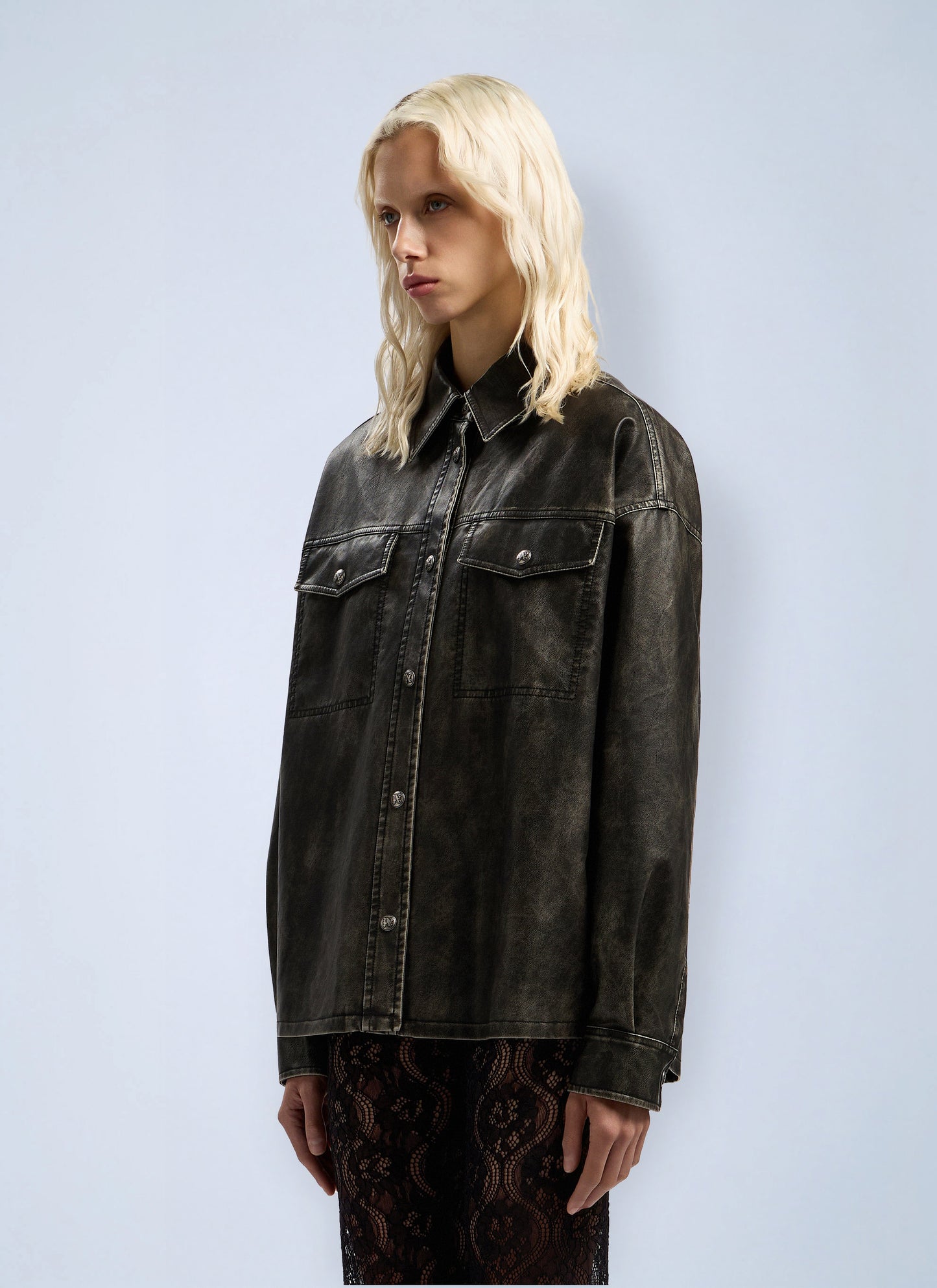 Palm Angels Women Curved Logo Coated Overshirt PALM ANGELS