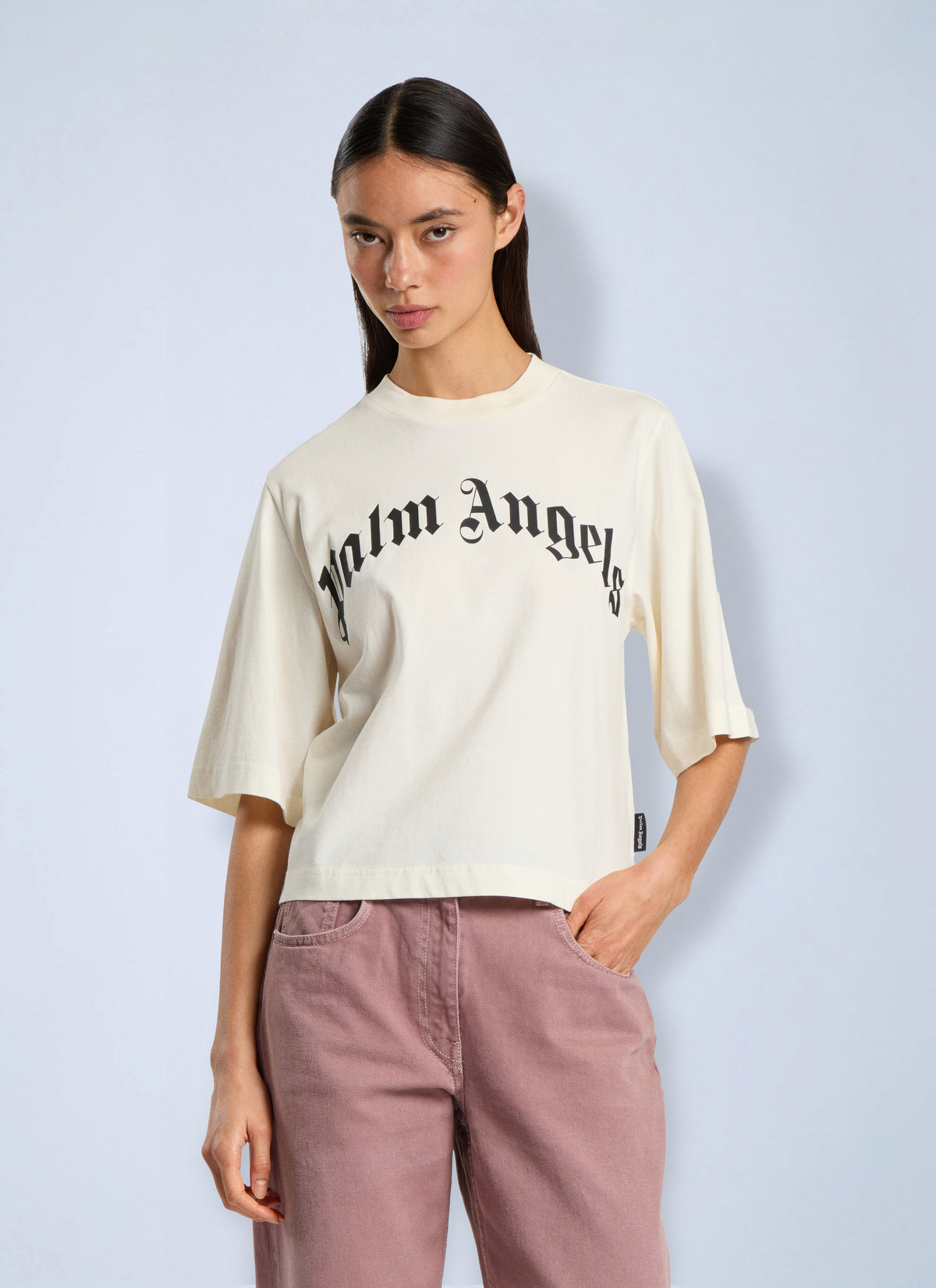 Palm Angels Women Curved Logo Boxy T-Shirt PALM ANGELS