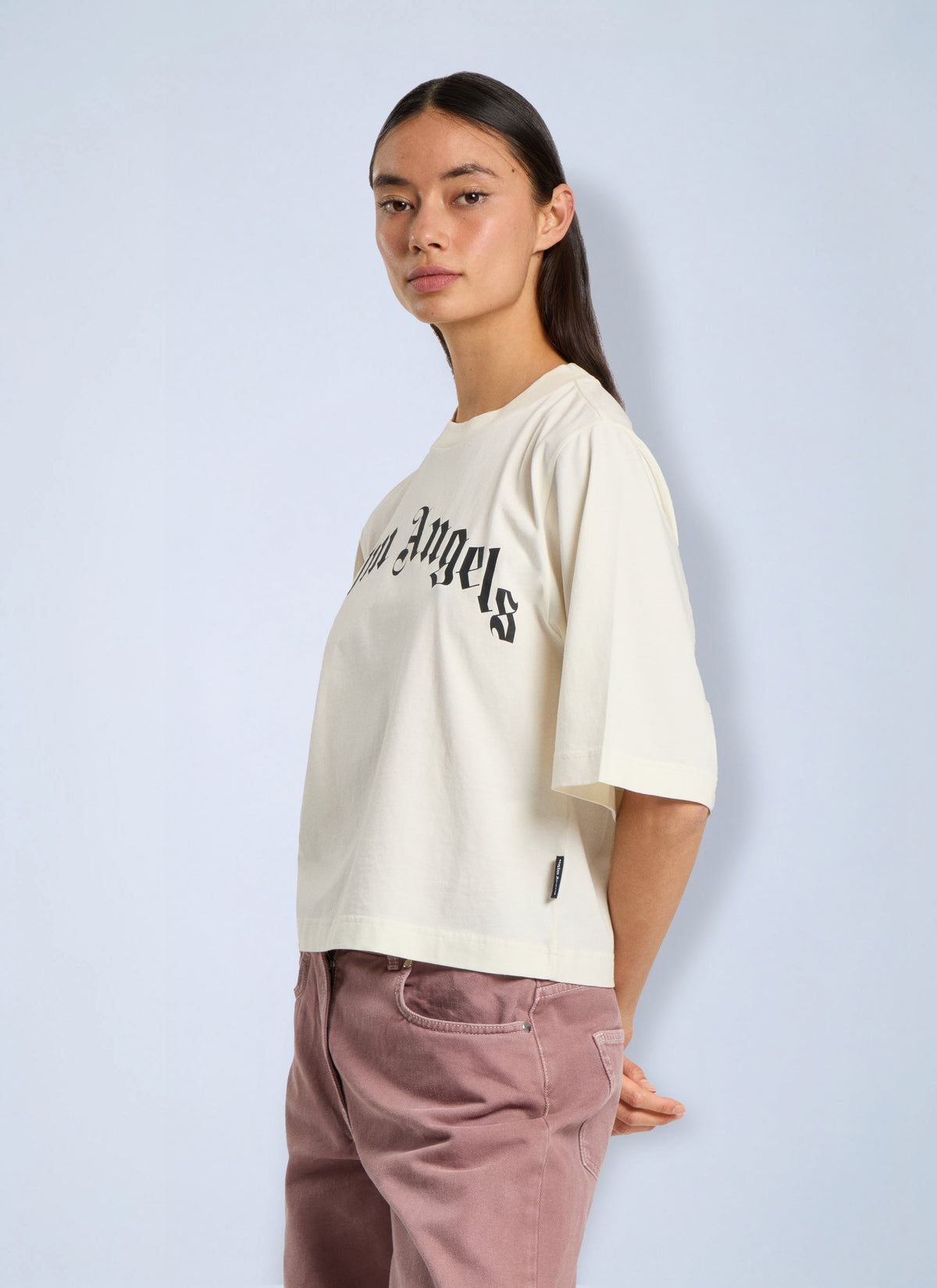 Palm Angels Women Curved Logo Boxy T-Shirt PALM ANGELS
