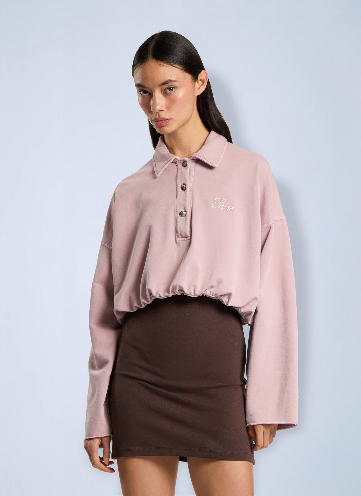 Palm Angels Women Palm Sway Cropped Long Sleeve Polo PALM ANGELS