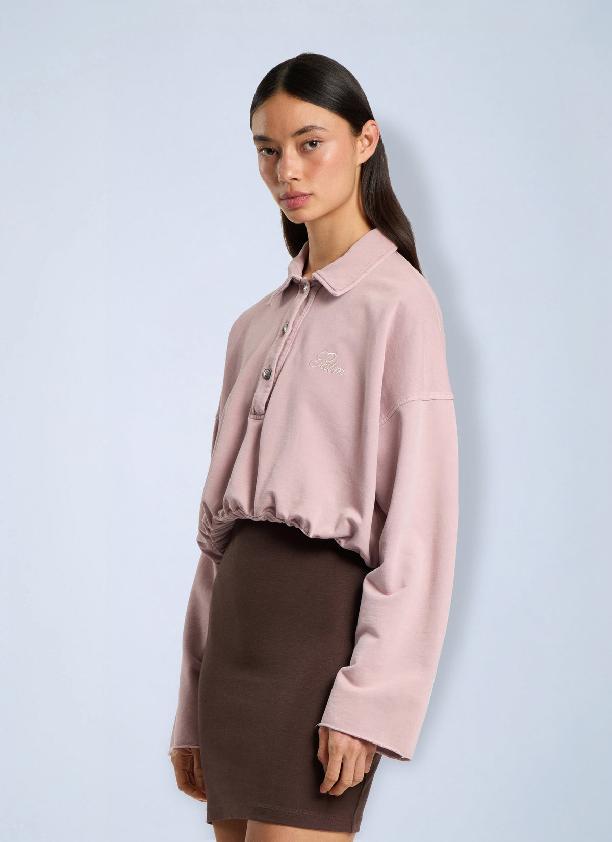 Palm Angels Women Palm Sway Cropped Long Sleeve Polo PALM ANGELS