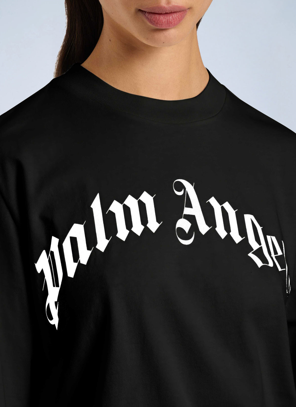 Palm Angels Women Curved Logo Boxy  T-Shirt PALM ANGELS
