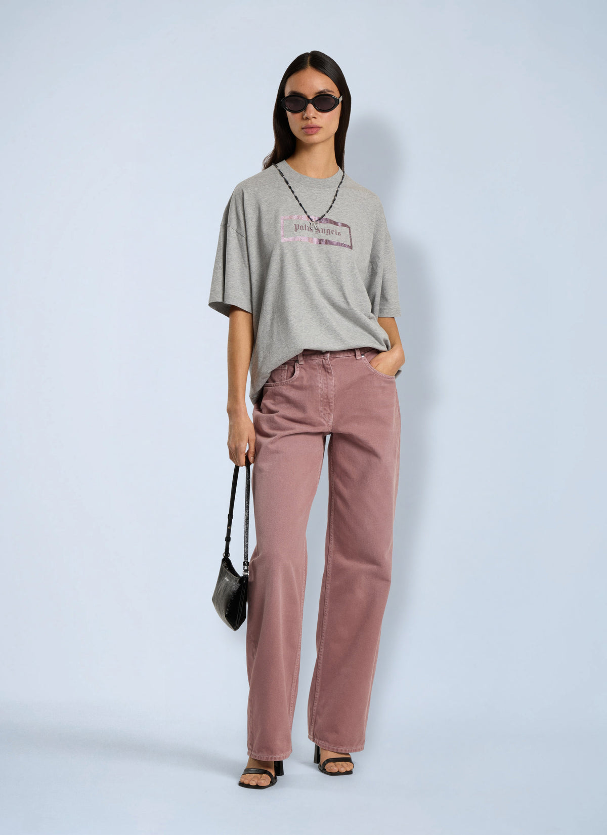 Palm Angels Women Stud Box Logo Loose Tee PALM ANGELS