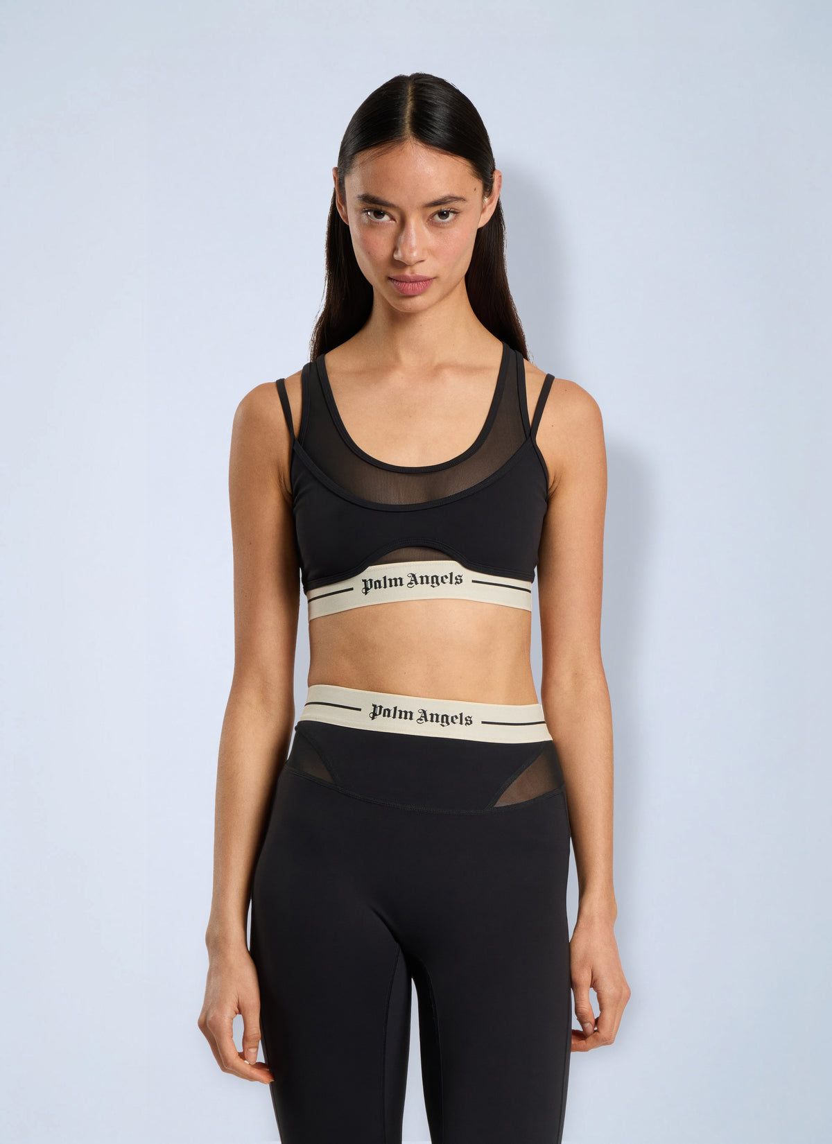 Palm Angels Women Logo Mix Layer Active Top PALM ANGELS