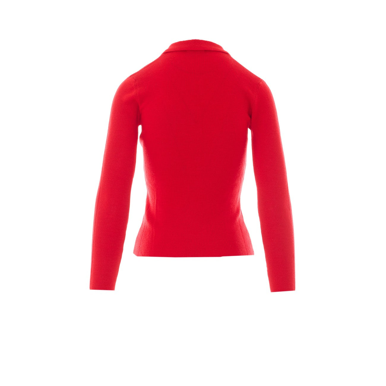 Ganni Women Polo Shirt In Red Merino With Logo Buttons GANNI