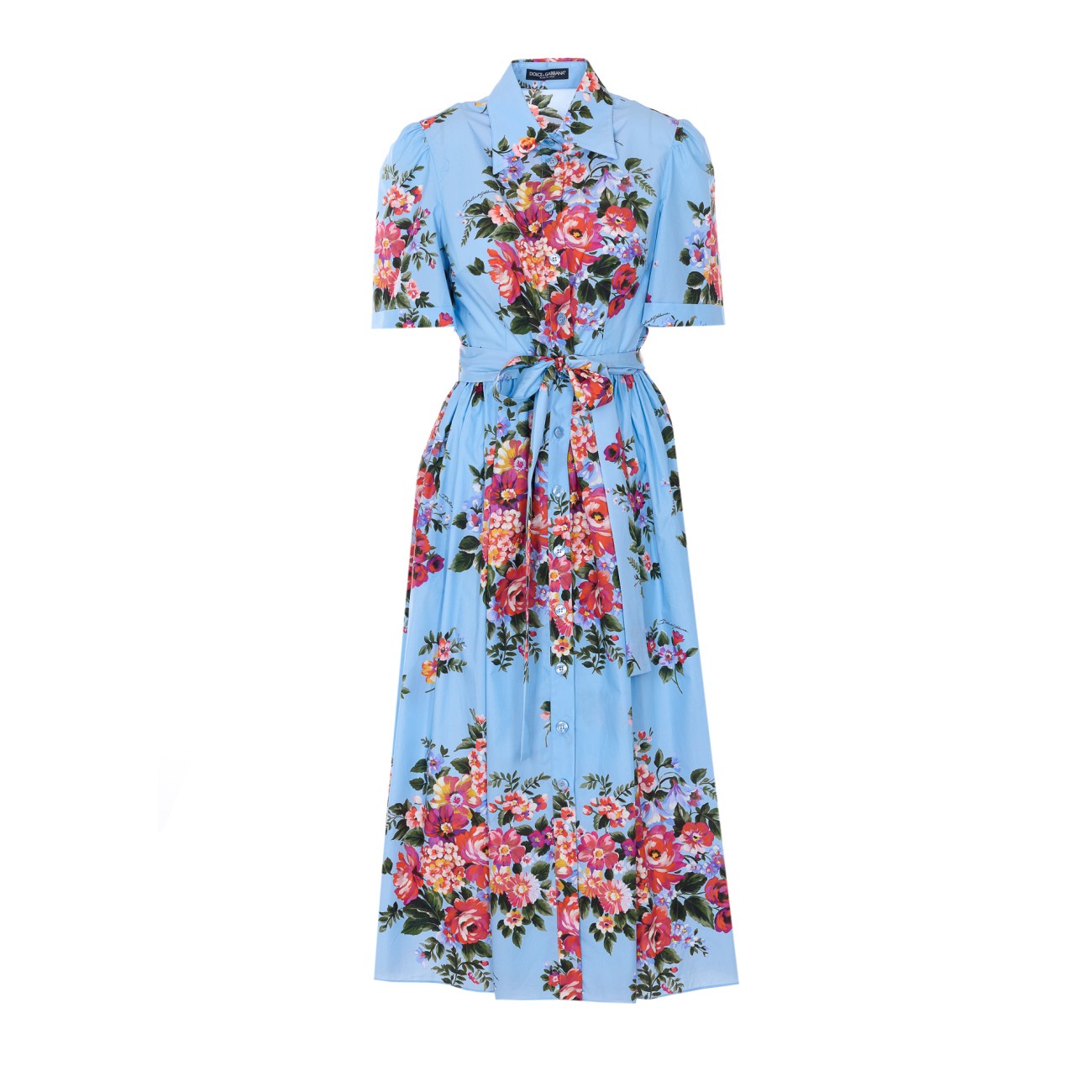 Dolce&Gabbana Women Poplin Chemisier Dress Print Bouquet Of Flowers DOLCE & GABBANA
