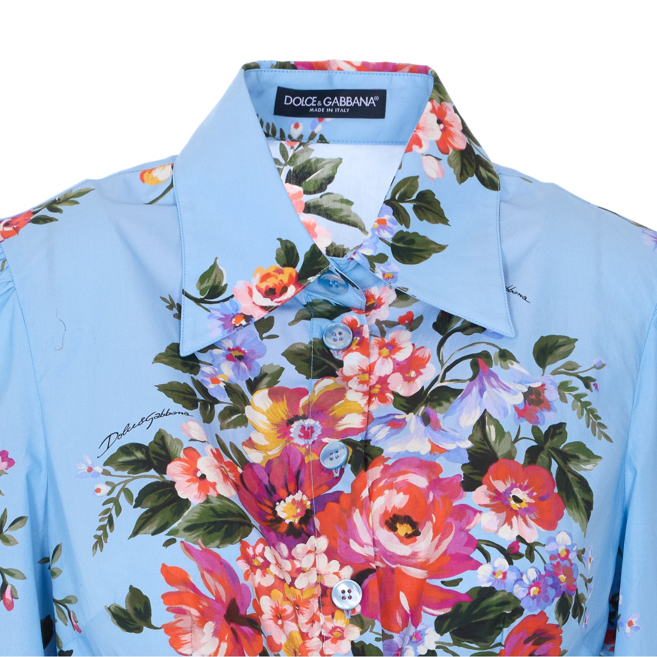 Dolce&Gabbana Women Poplin Chemisier Dress Print Bouquet Of Flowers DOLCE & GABBANA