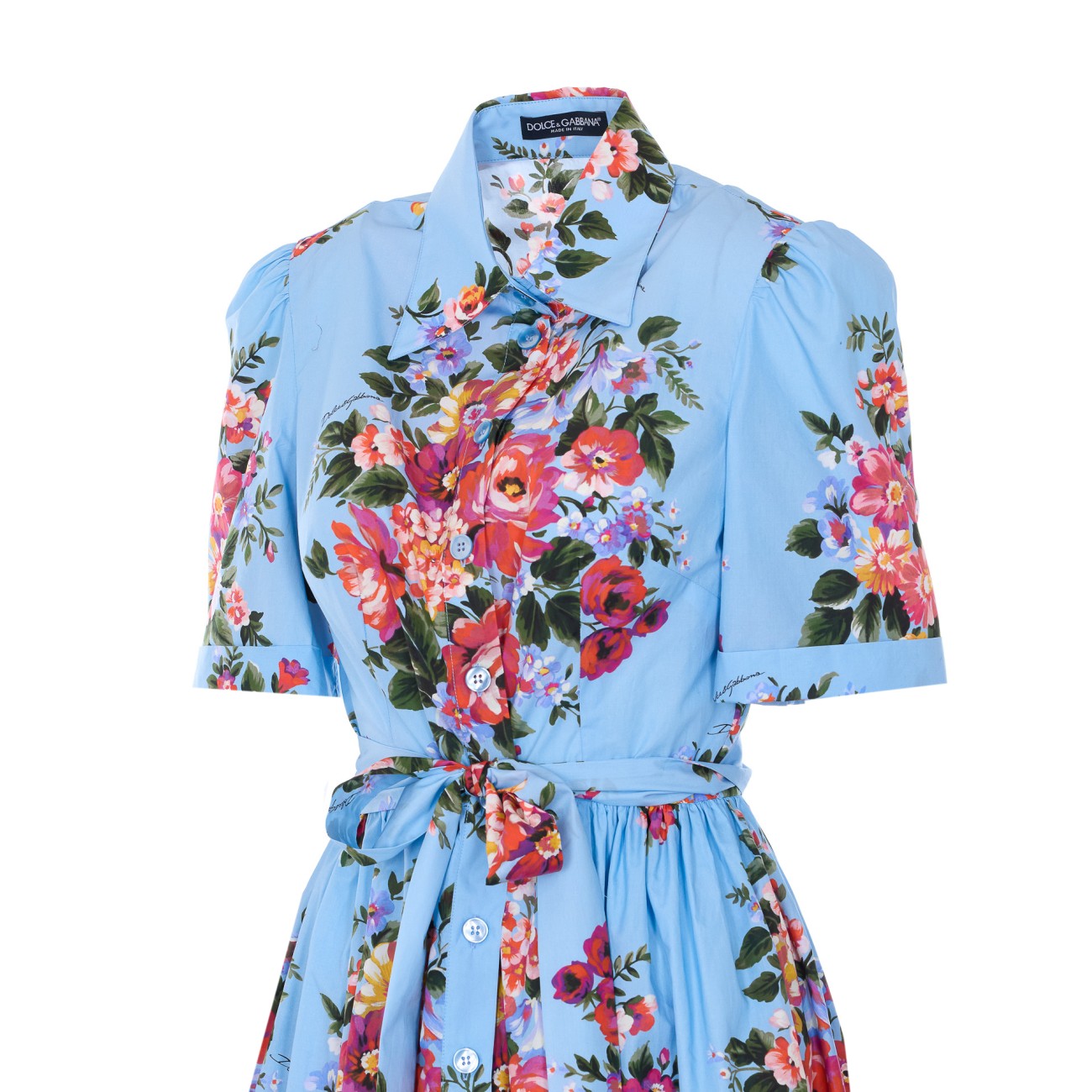 Dolce&Gabbana Women Poplin Chemisier Dress Print Bouquet Of Flowers DOLCE & GABBANA