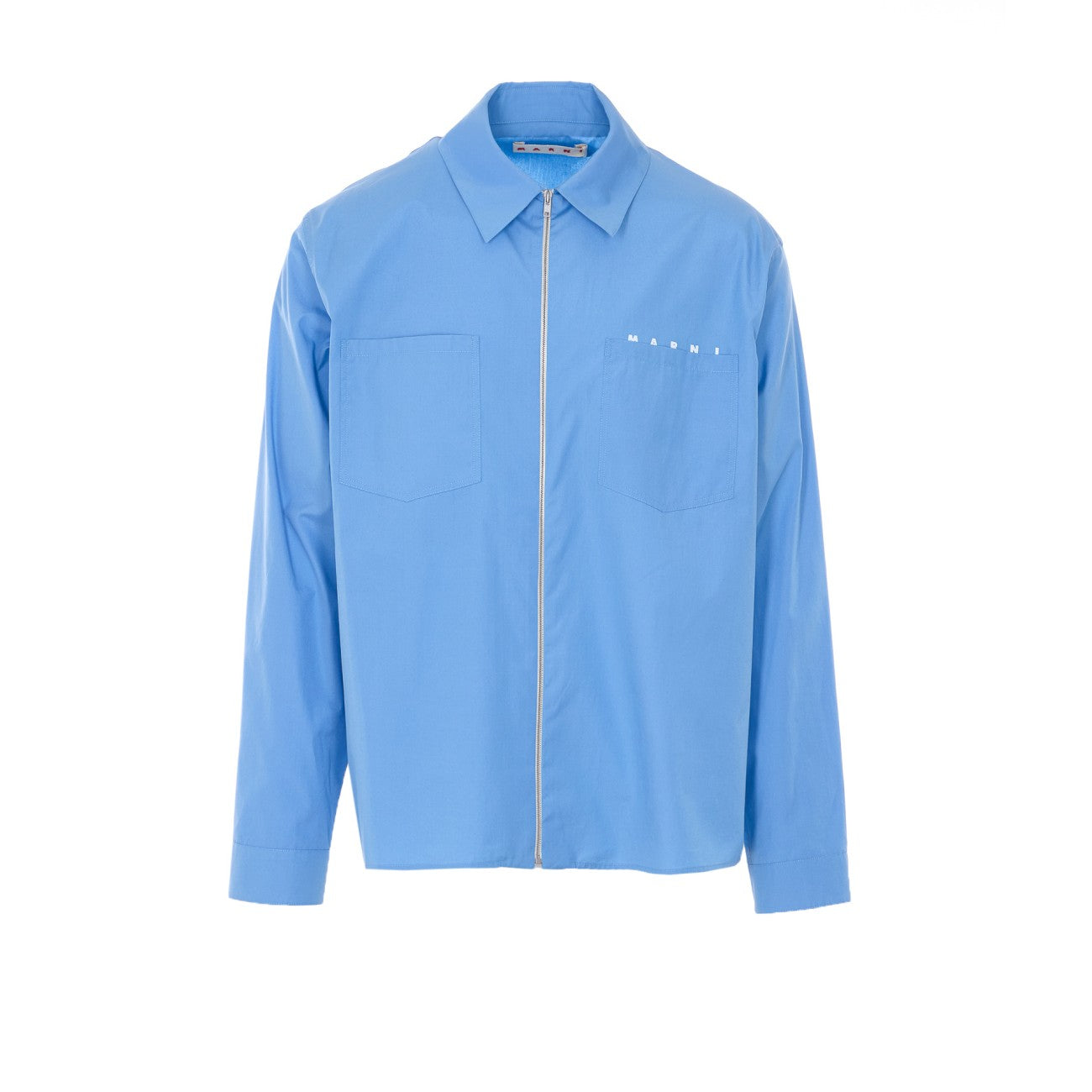 Marni Men Poplin Zip Shirt With Hidden Logo MARNI