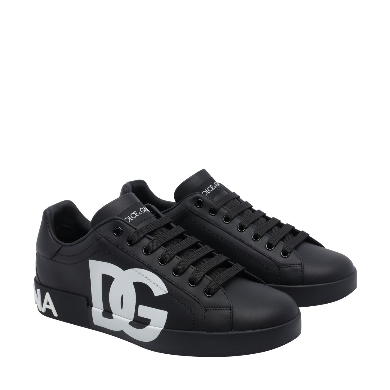 Dolce&Gabbana Men Portofino Sneakers With Dg Logo Print DOLCE & GABBANA