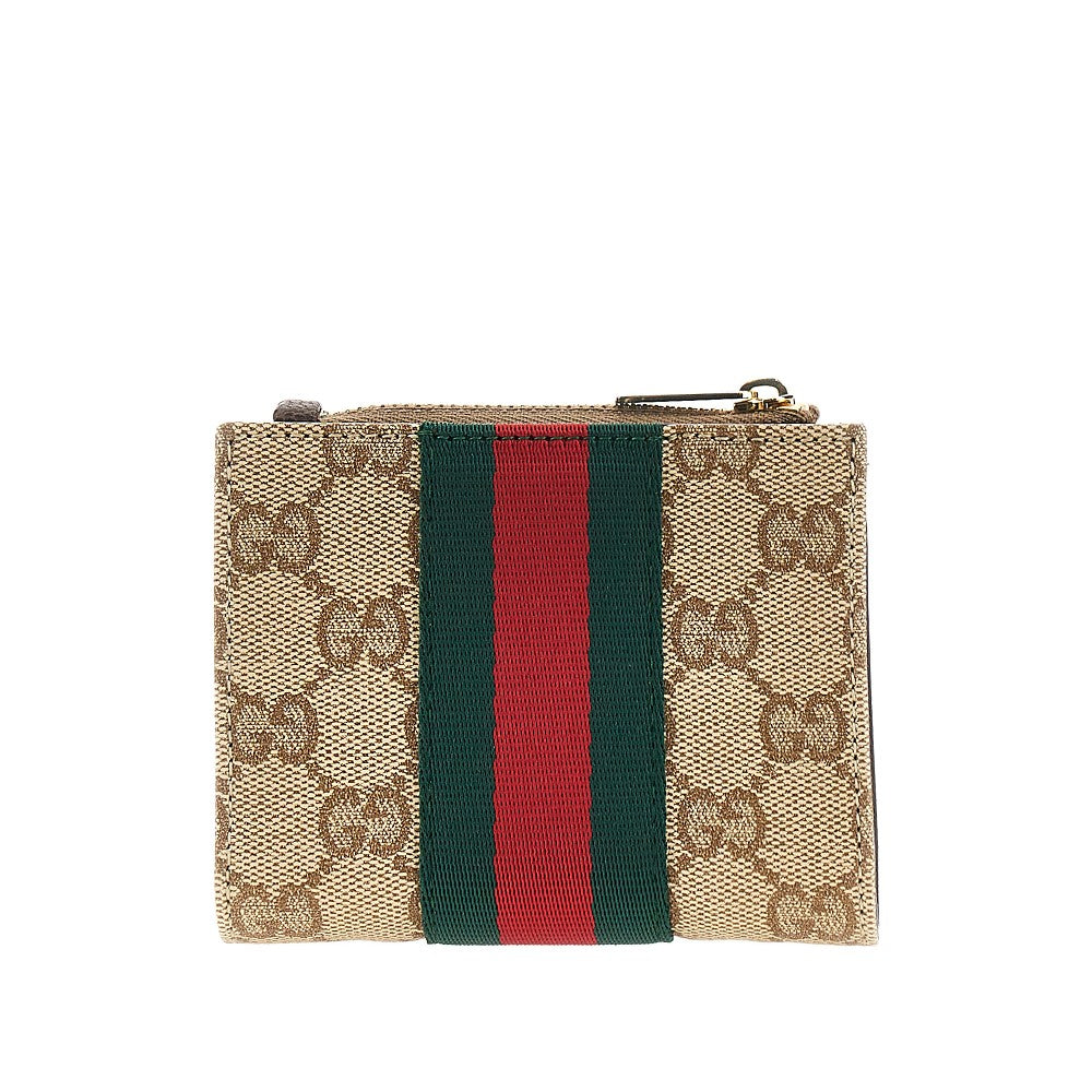 Gucci Women Gg Fabric Wallet With Web Ribbon GUCCI