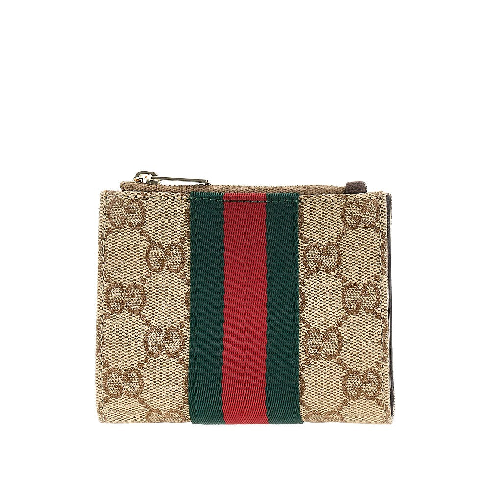 Gucci Women Gg Fabric Wallet With Web Ribbon GUCCI