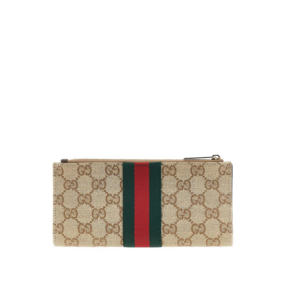 Gucci Women Gg Supreme Wallet With Web Ribbon GUCCI
