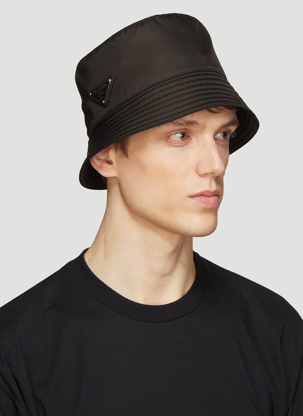 Prada Men Nylon Logo Bucket Hat PRADA