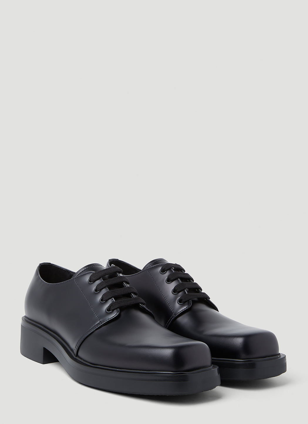 Prada Men Brushed Leather Derby Shoes