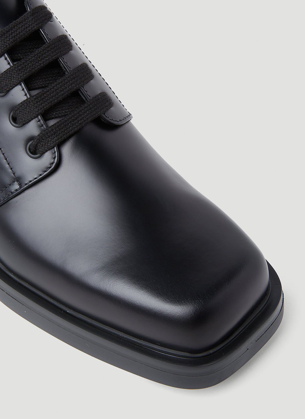 Prada Men Brushed Leather Derby Shoes
