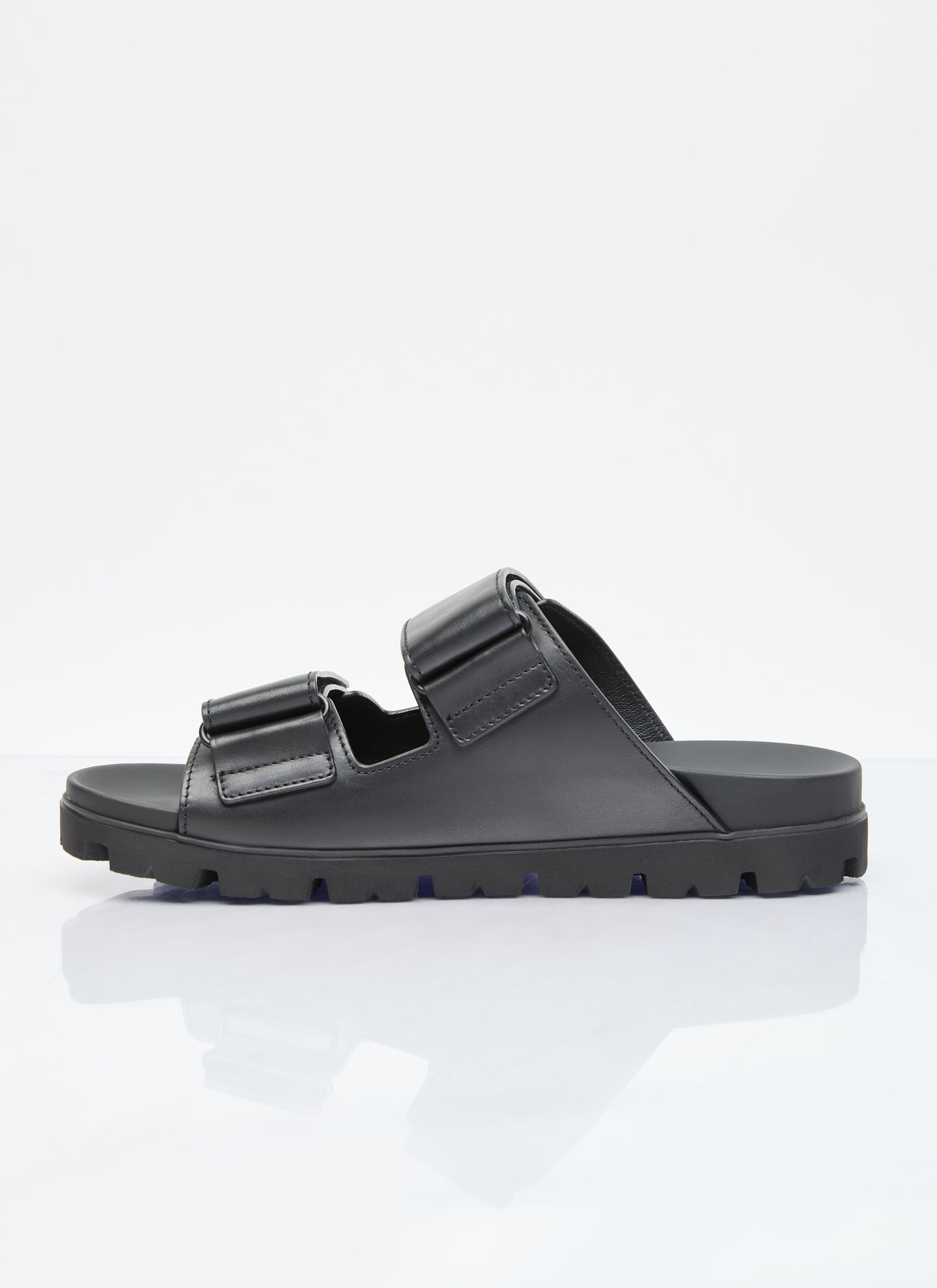 Prada Men Logo Plaque Leather Slides PRADA