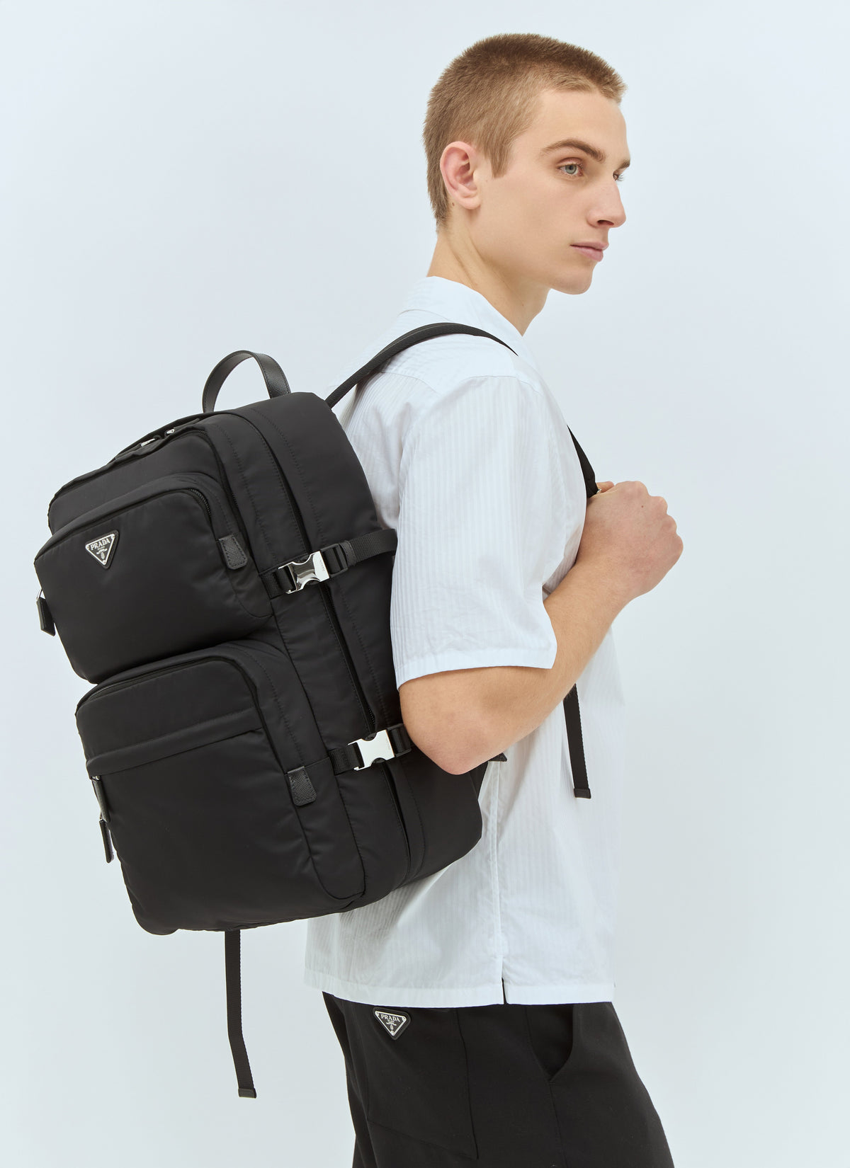 Prada Men Re-Nylon And Saffiano Leather Backpack PRADA