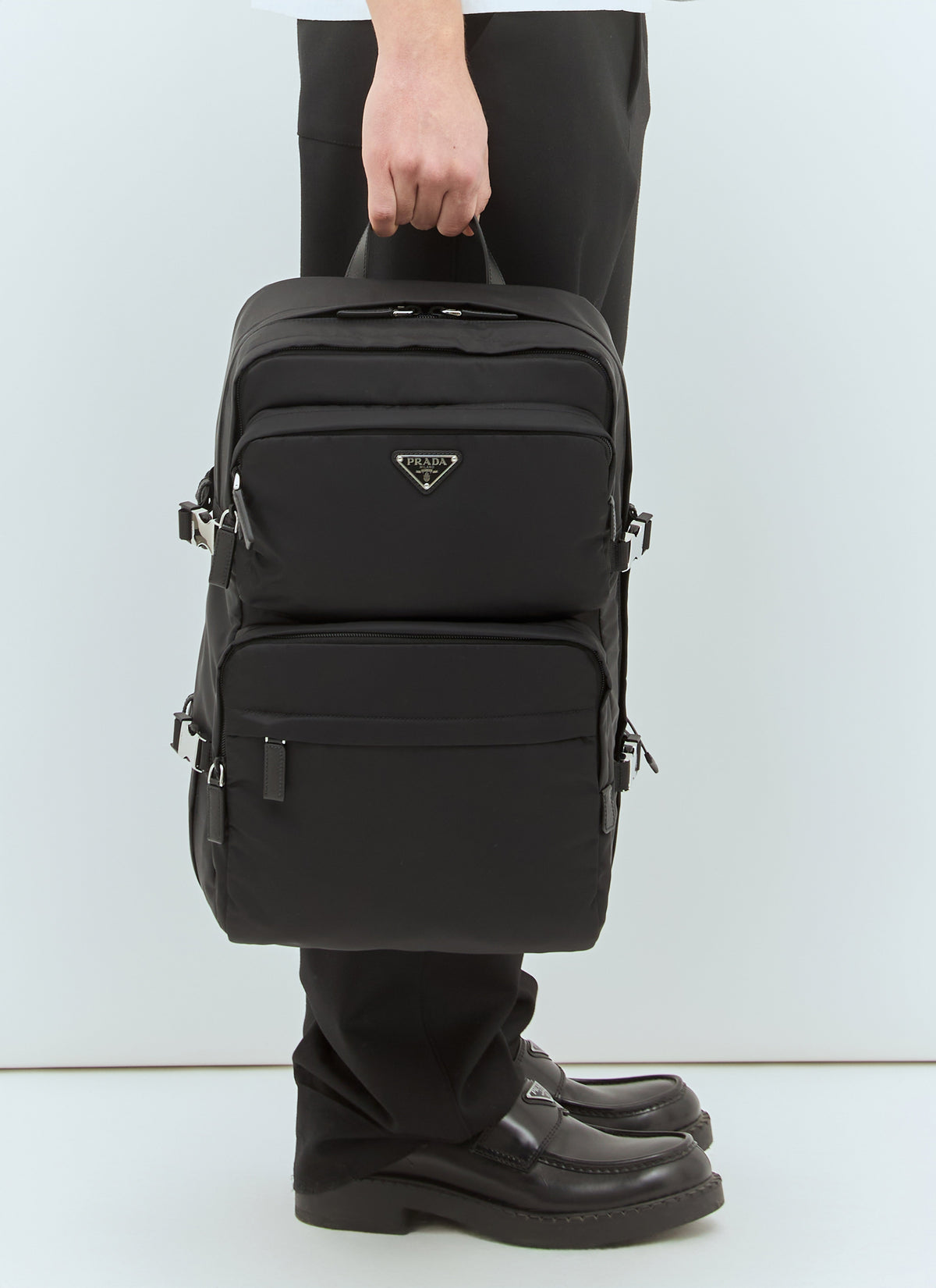 Prada Men Re-Nylon And Saffiano Leather Backpack PRADA