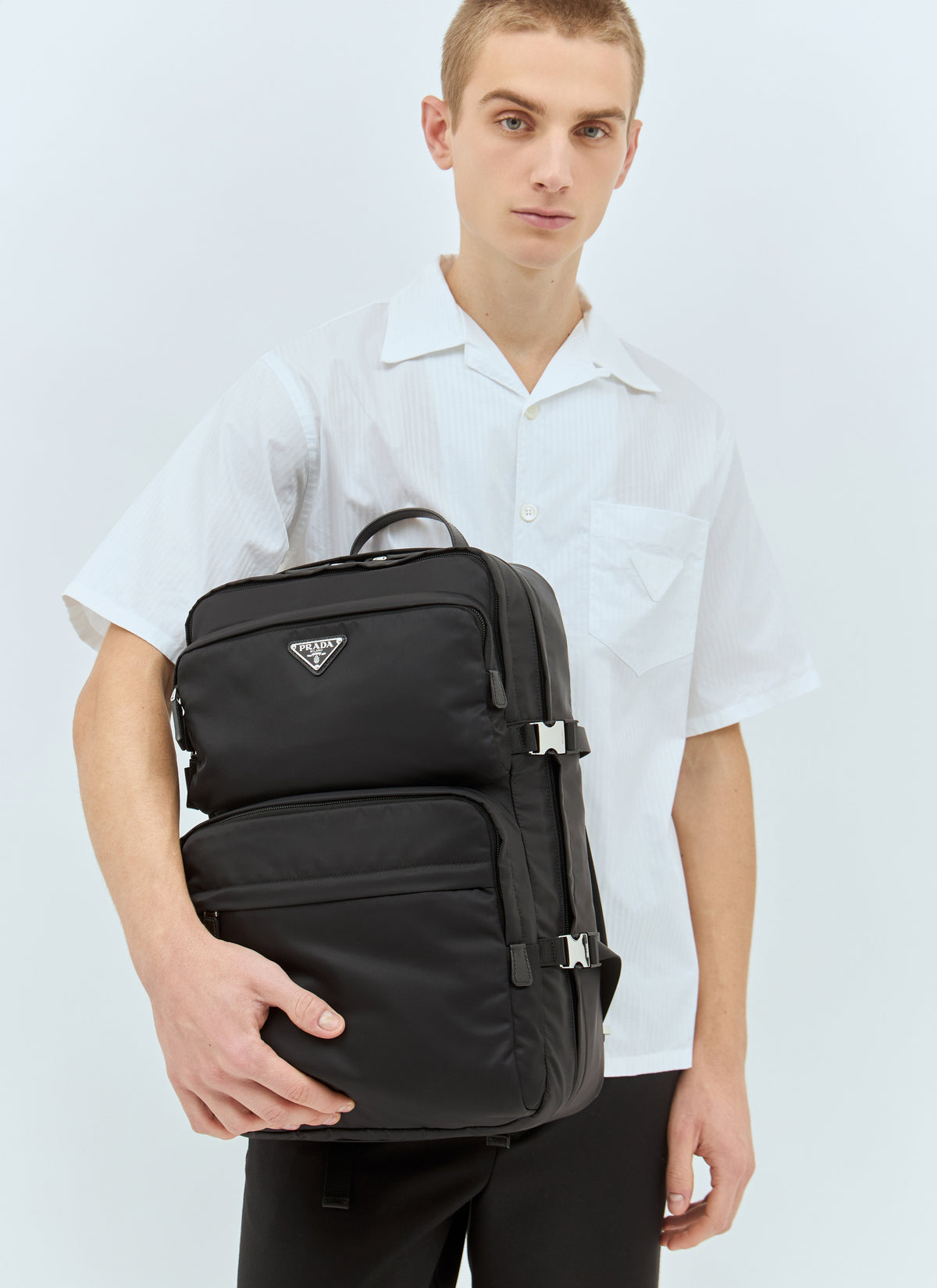 Prada Men Re-Nylon And Saffiano Leather Backpack PRADA