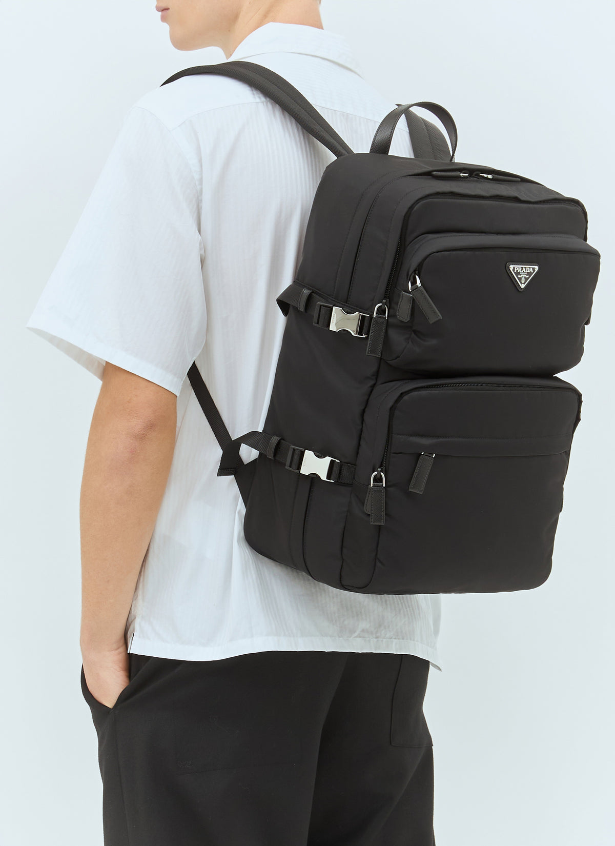 Prada Men Re-Nylon And Saffiano Leather Backpack PRADA