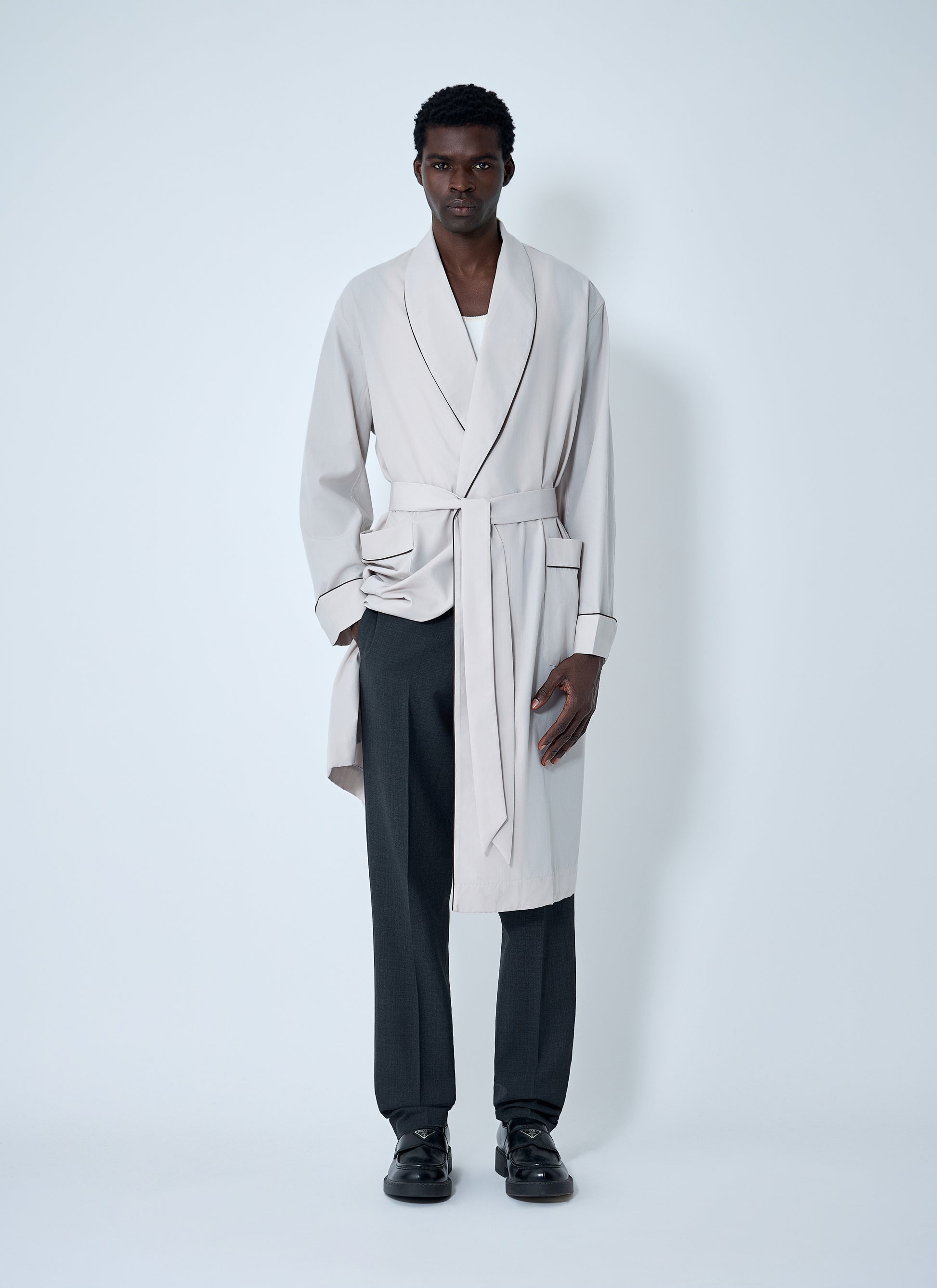 Prada Men Limestone Robe Coat PRADA