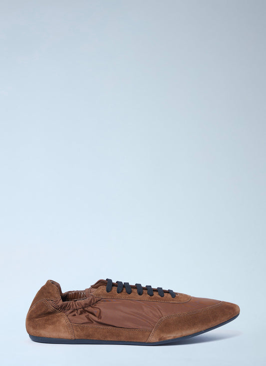 Prada Men Collapse Re-Nylon And Suede Sneakers PRADA
